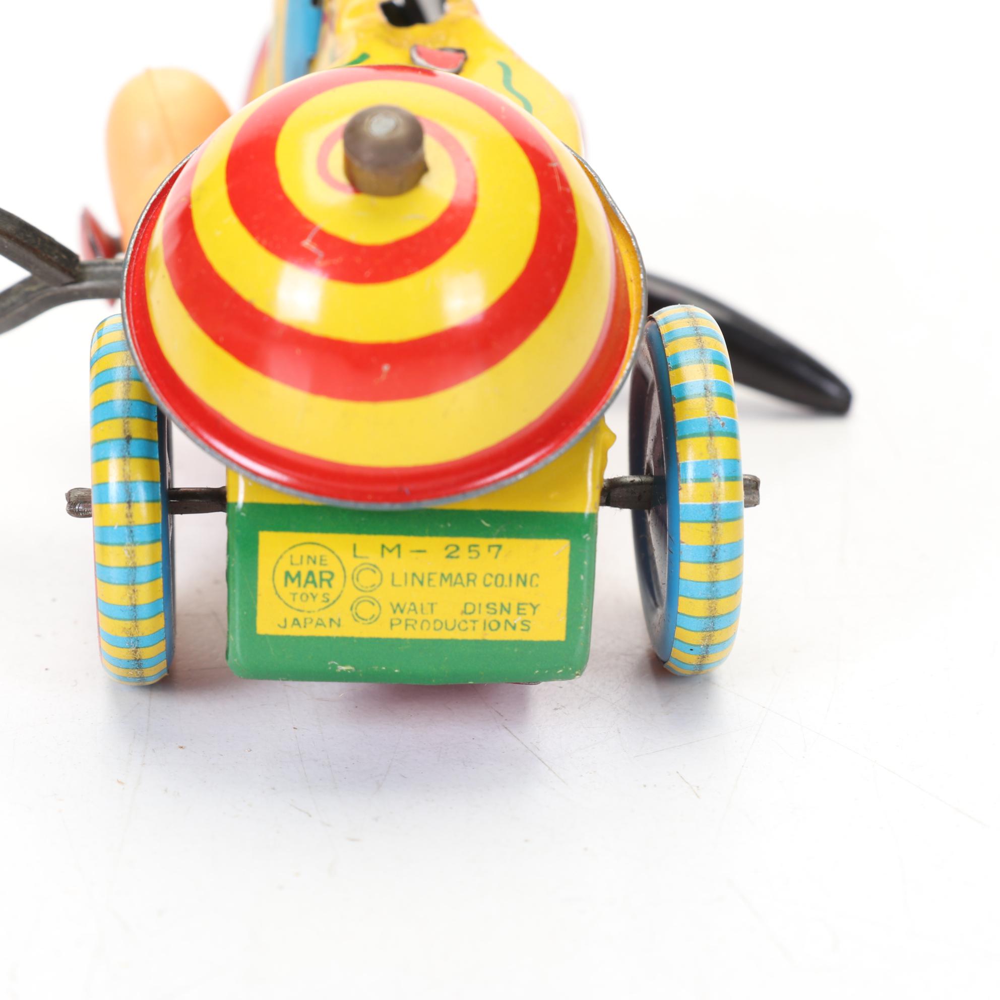 Donald Duck Climbing Fireman, Schulco Clown and Mickey Mouse Toy, 1960s