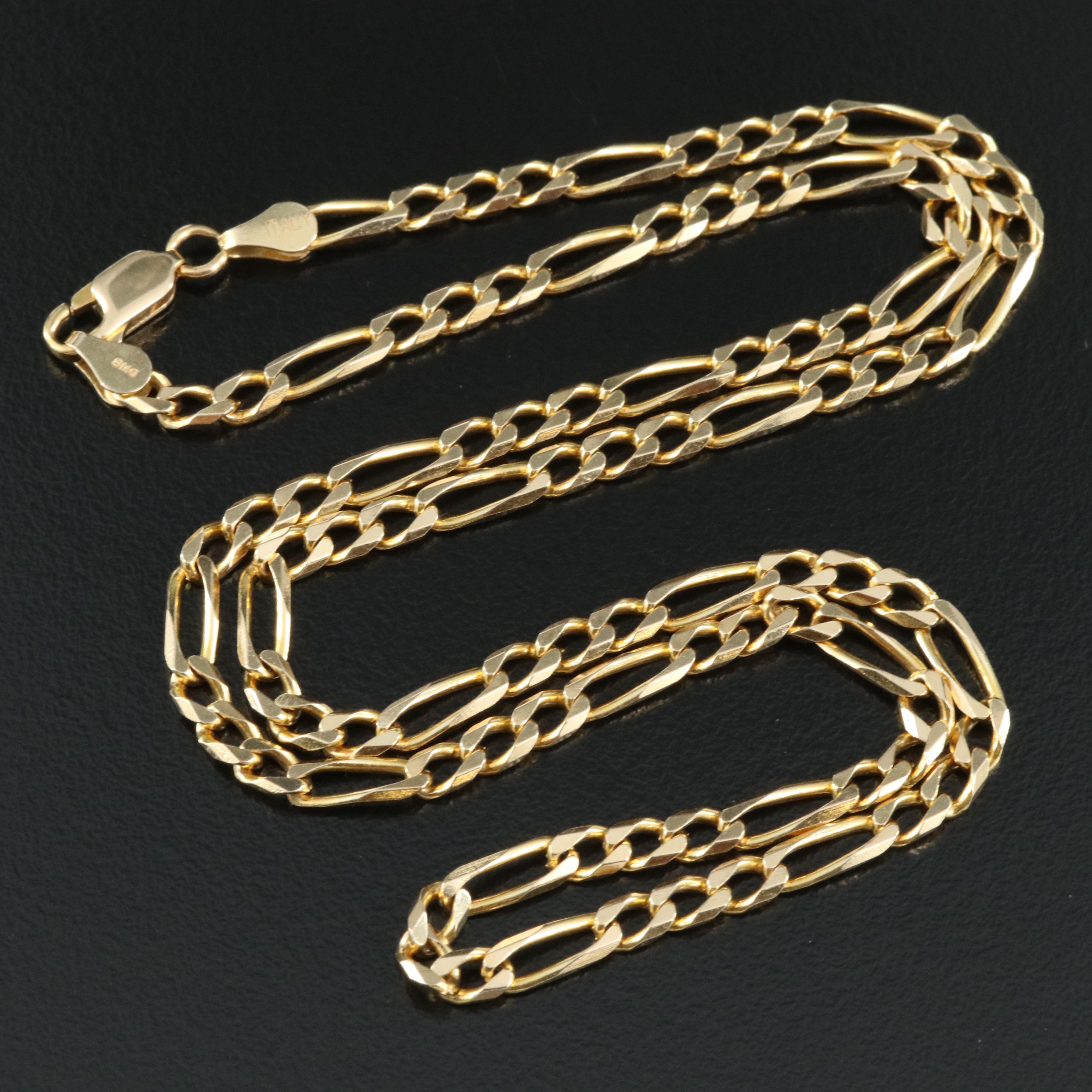 Italian 14K Figaro Chain Necklace