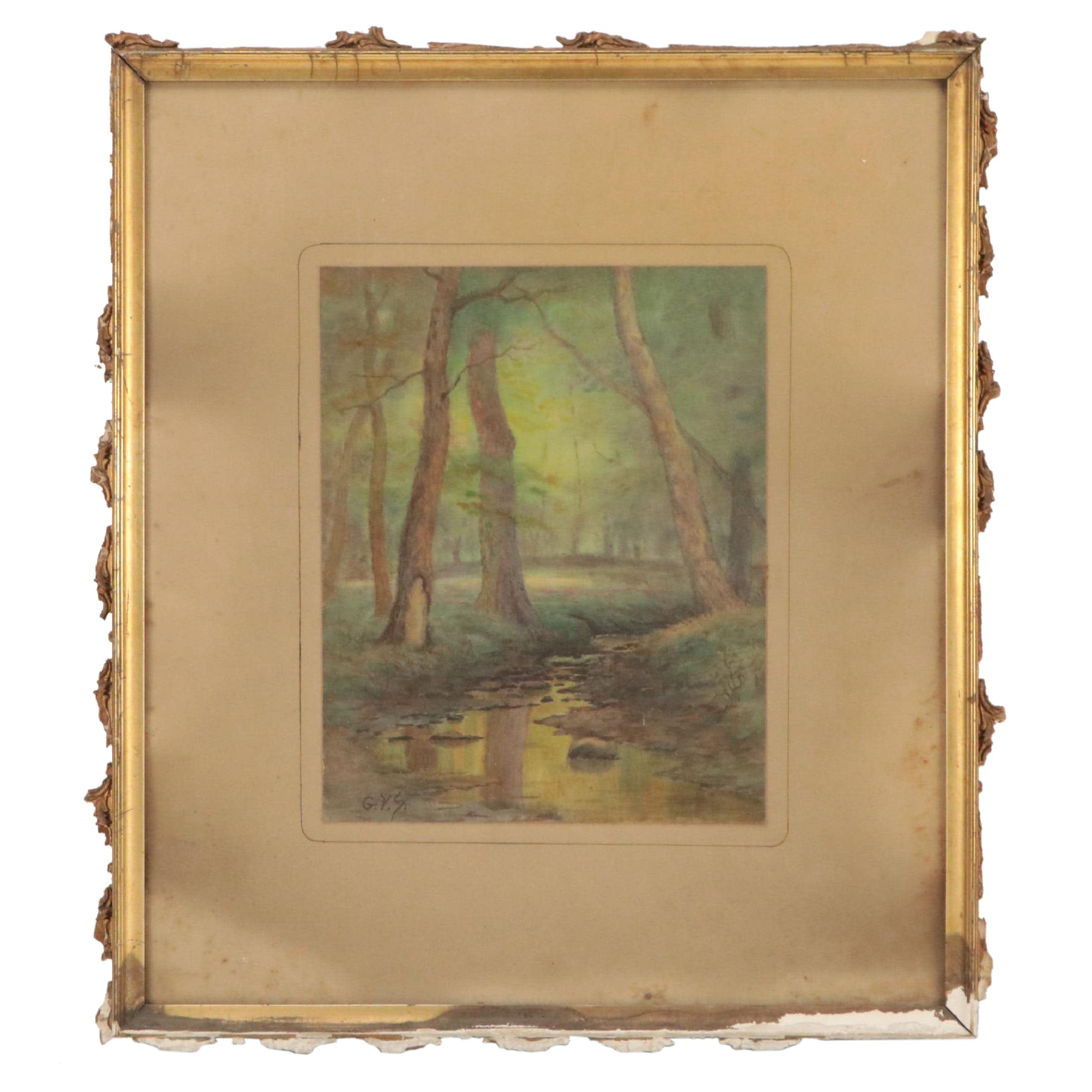 Forest Landscape Watercolor Painting