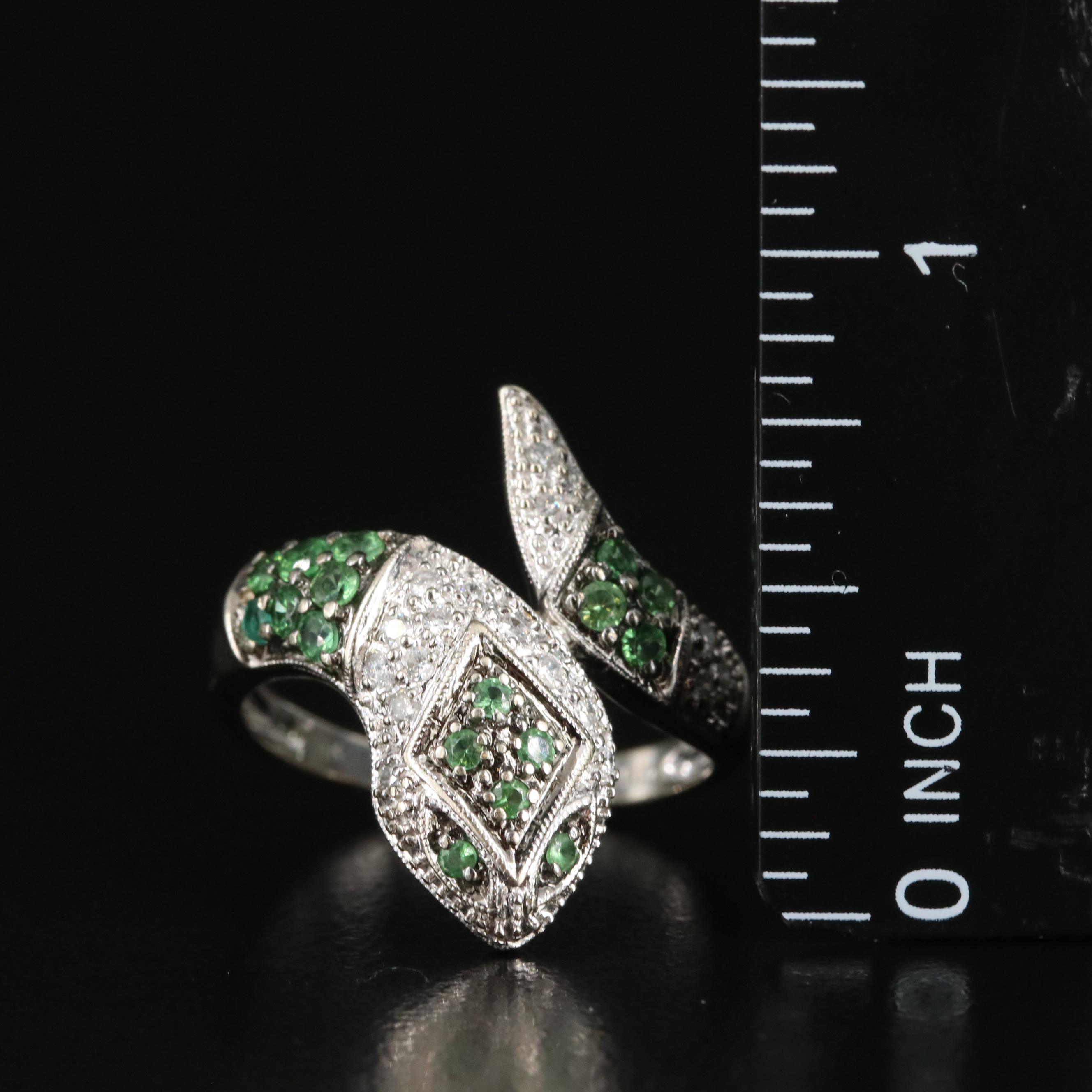 14K Tsavorite and Diamond Serpent Ring