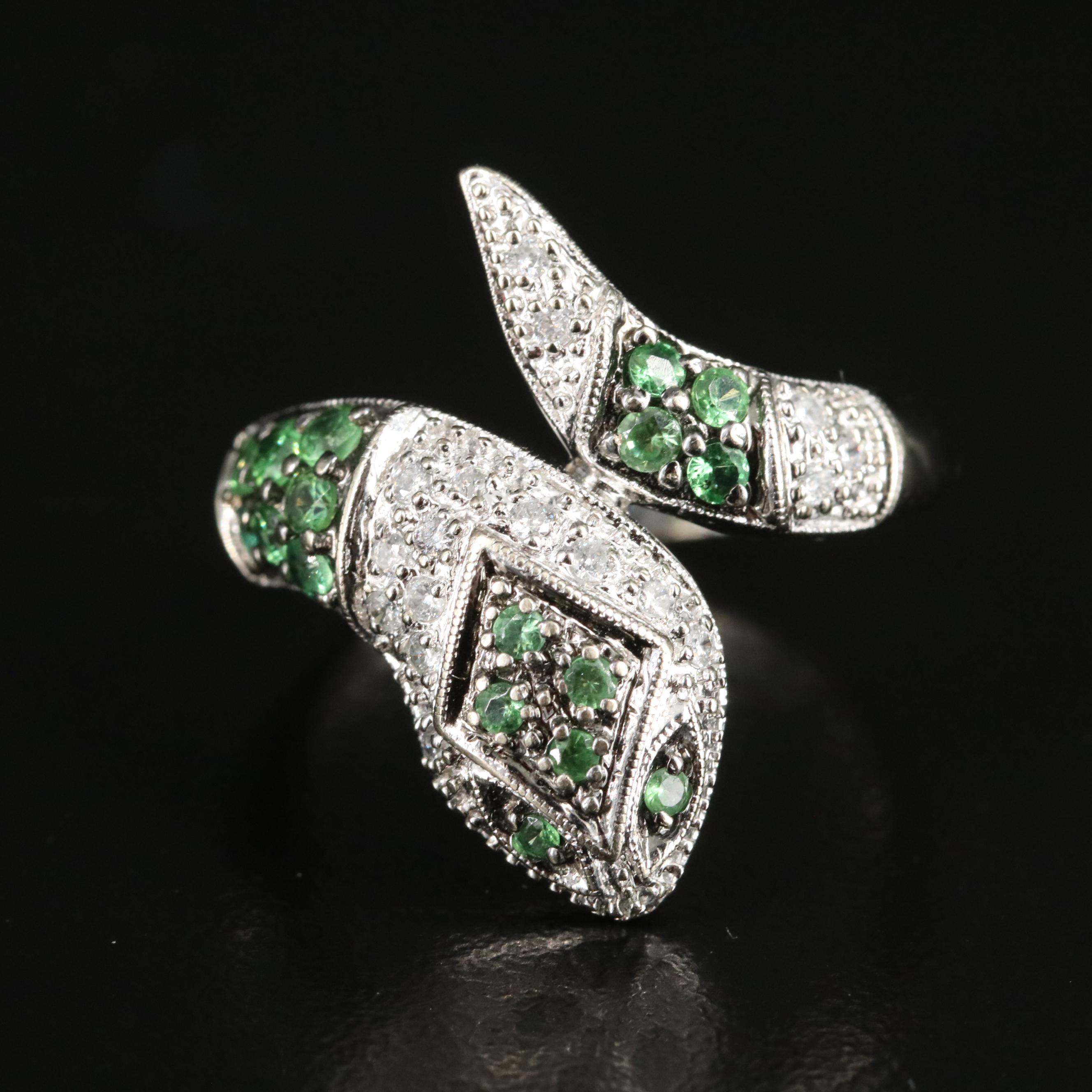 14K Tsavorite and Diamond Serpent Ring