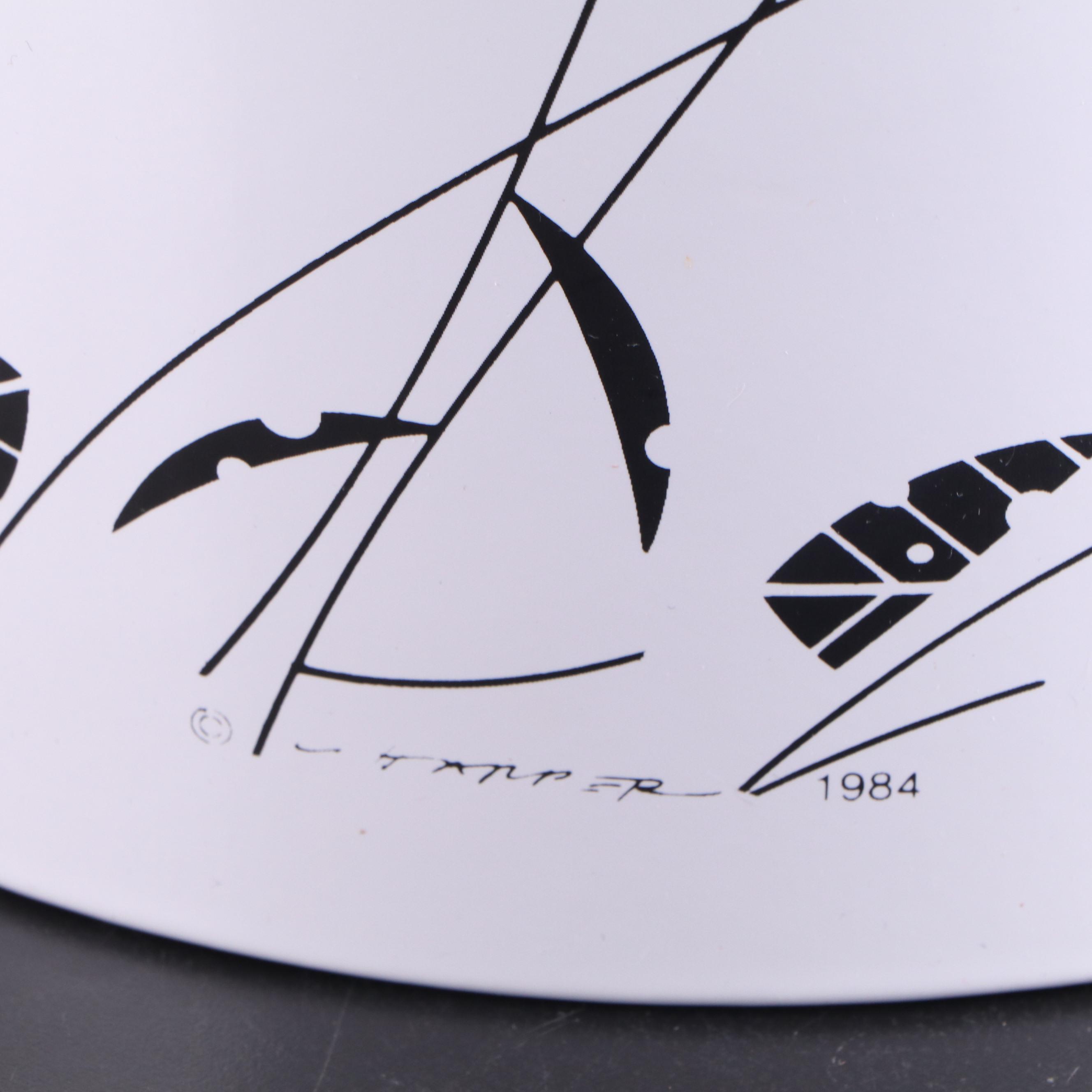 Charley Harper Cardinal Print Ice Bucket and Glass Tumblers, Late 20th Century