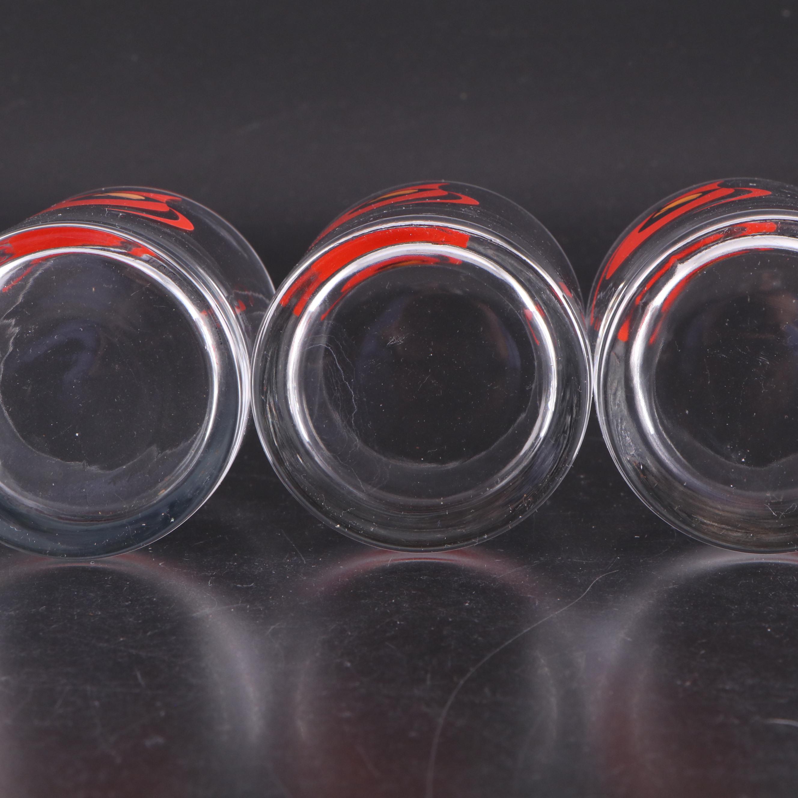 Charley Harper Cardinal Print Ice Bucket and Glass Tumblers, Late 20th Century