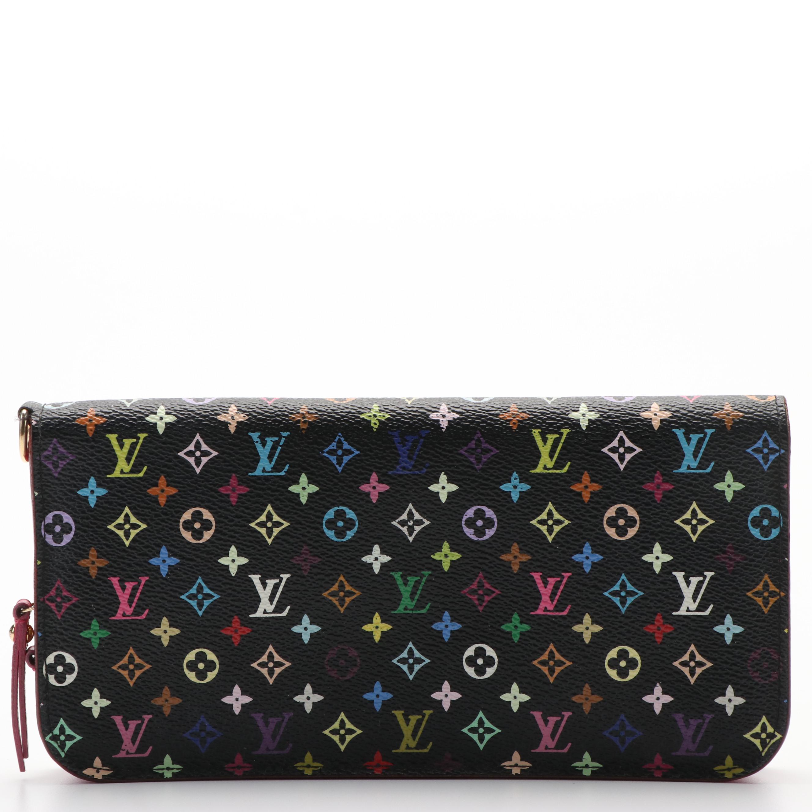 Louis Vuitton  Black Monogram Multicolore Canvas Insolite Fuchsia Wallet