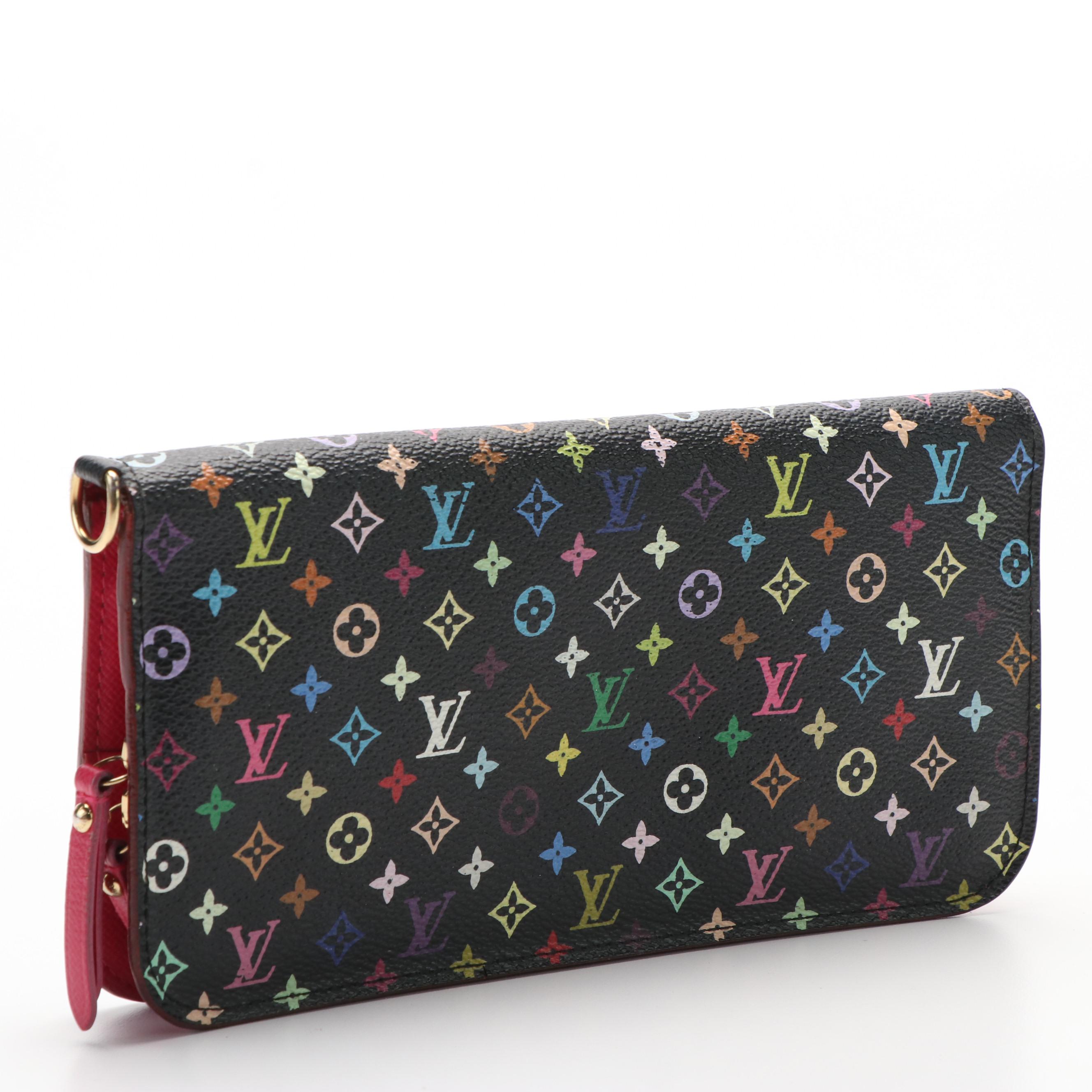 Louis Vuitton  Black Monogram Multicolore Canvas Insolite Fuchsia Wallet