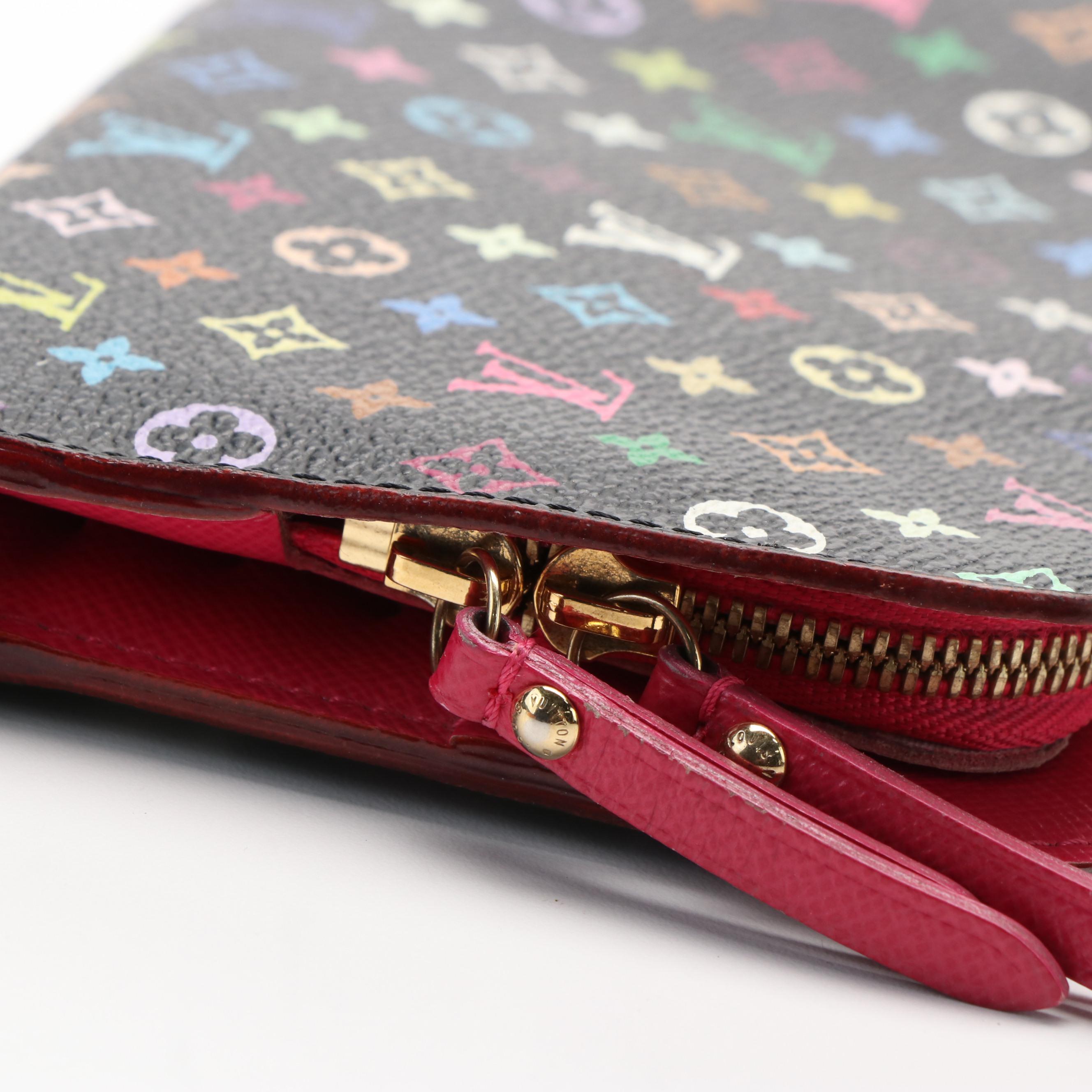 Louis Vuitton  Black Monogram Multicolore Canvas Insolite Fuchsia Wallet