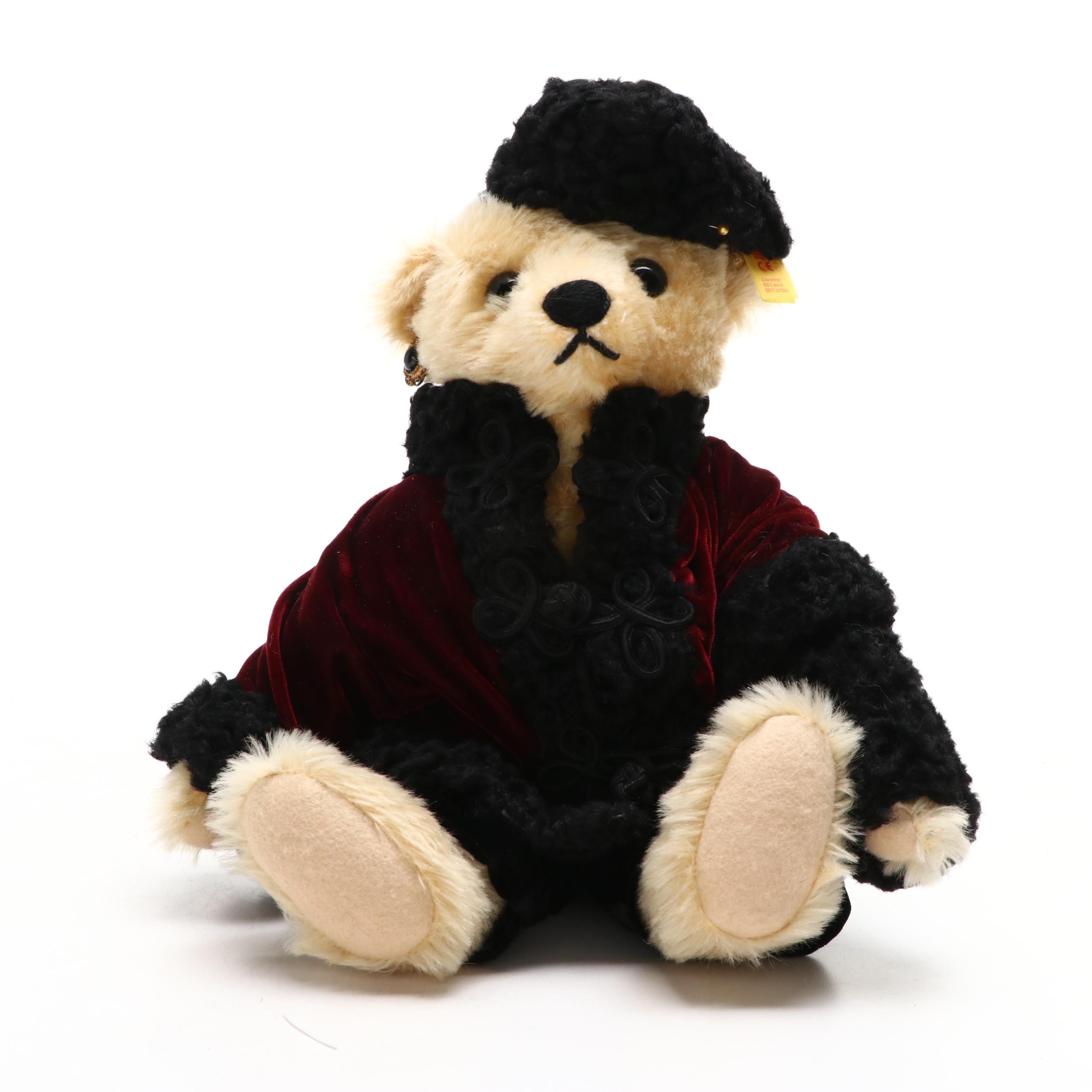 Steiff for Ralph Lauren "Russian Girl" Mohair Teddy Bear in Velvet Outfit, 1994