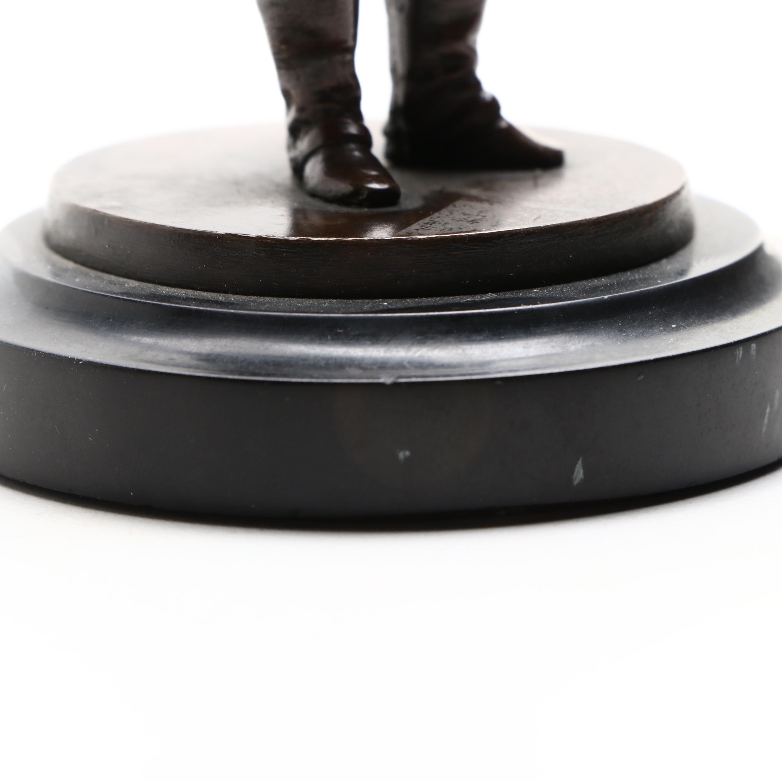 French Cast Bronze Sculpture of Napoleon on Stone Base, Mid to Late 19th C.