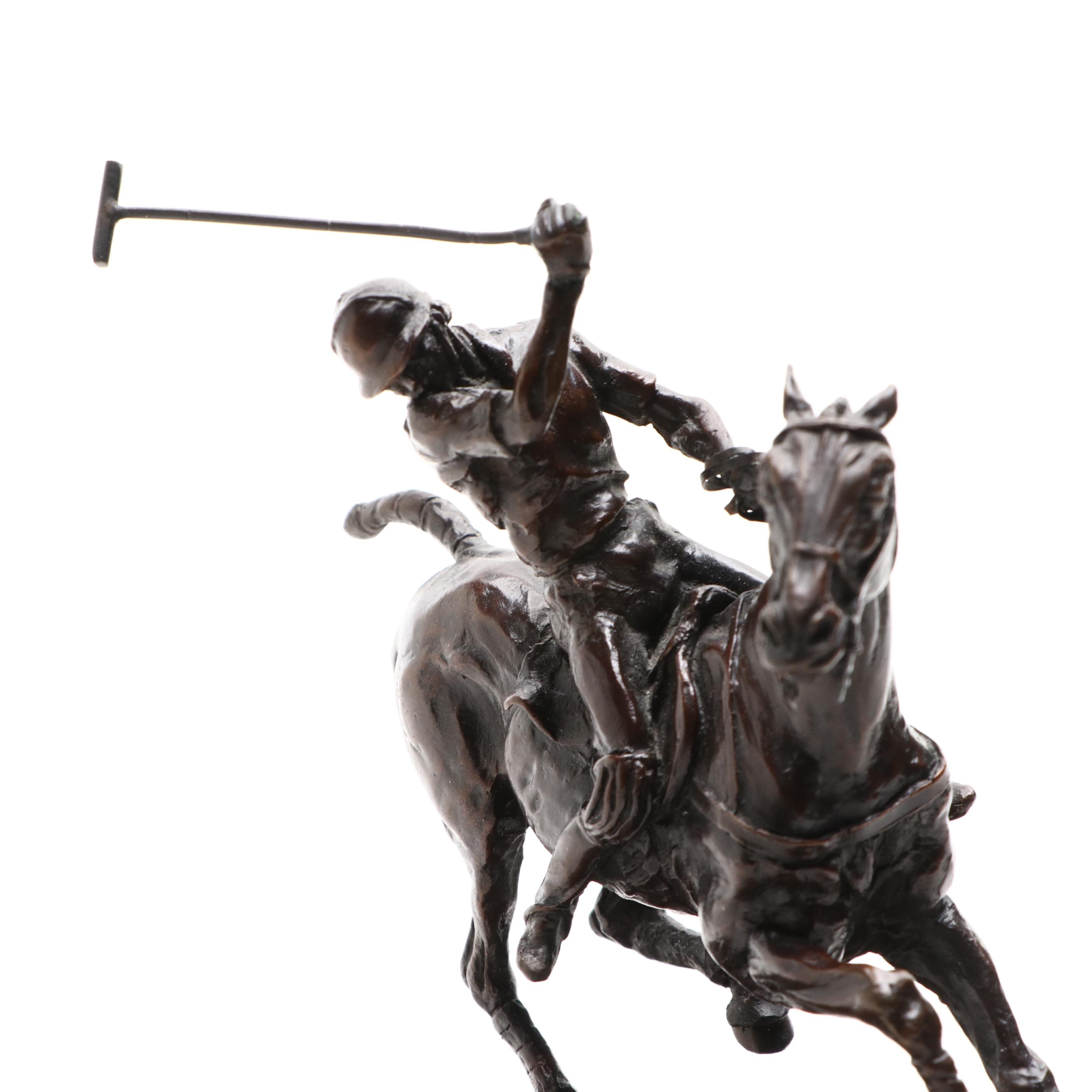 Bronze Sculpture of Polo Player on Horse