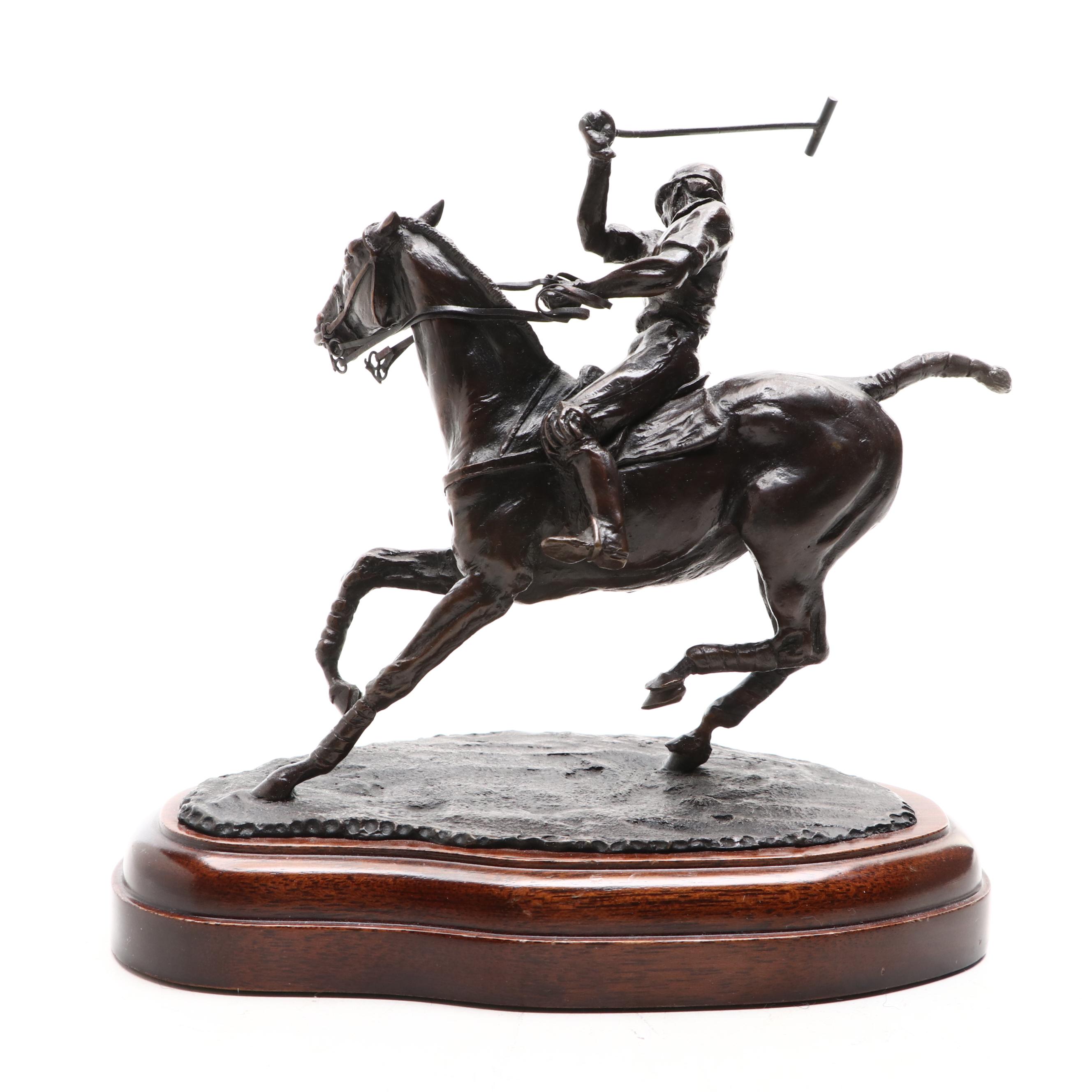 Bronze Sculpture of Polo Player on Horse