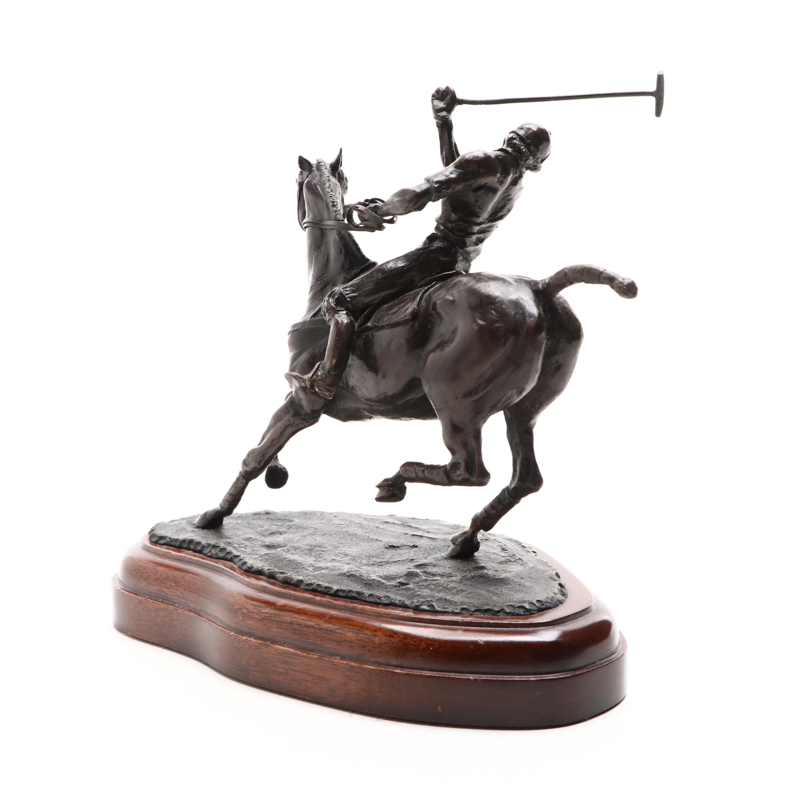Bronze Sculpture of Polo Player on Horse