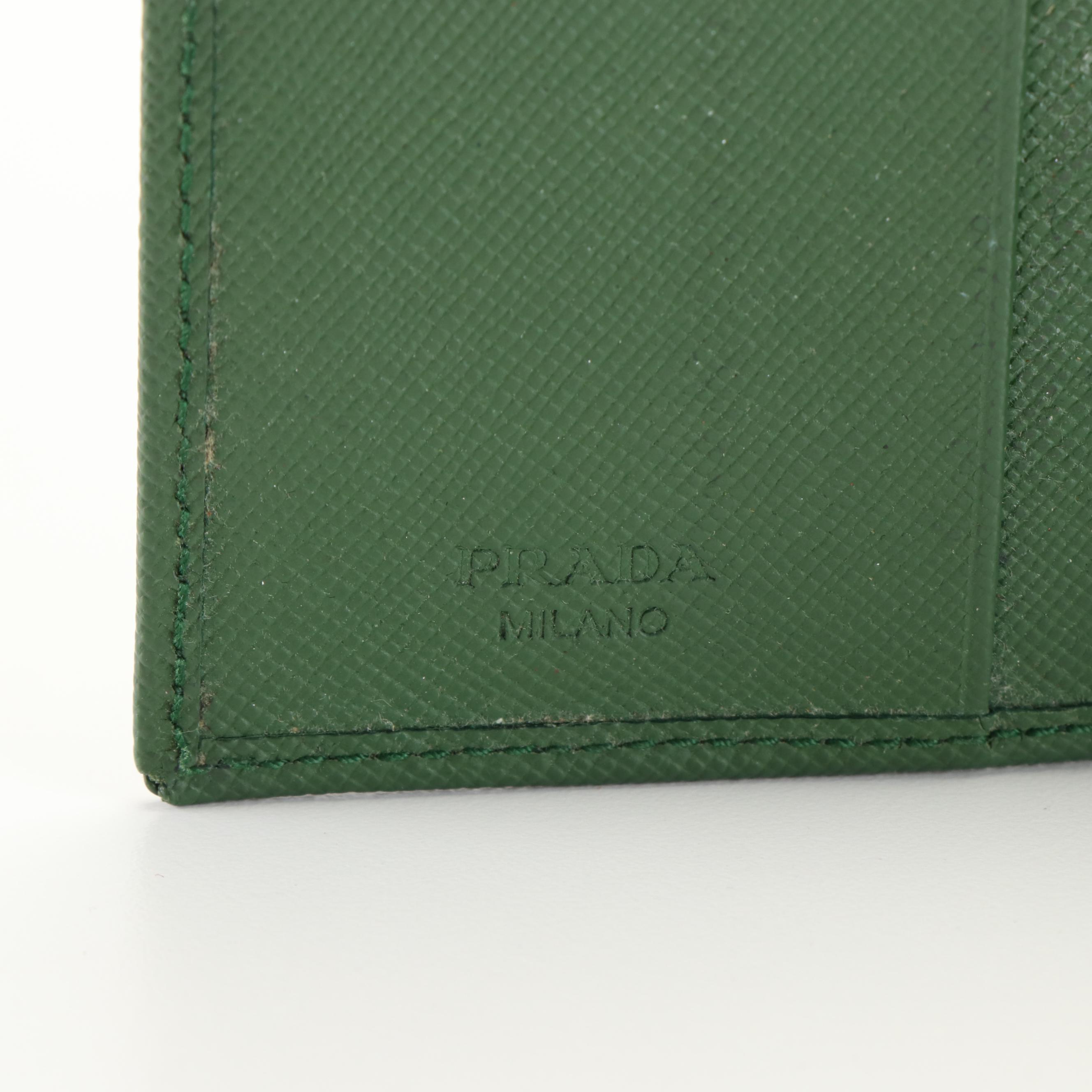Prada Bifold Wallet in Green Saffiano Leather