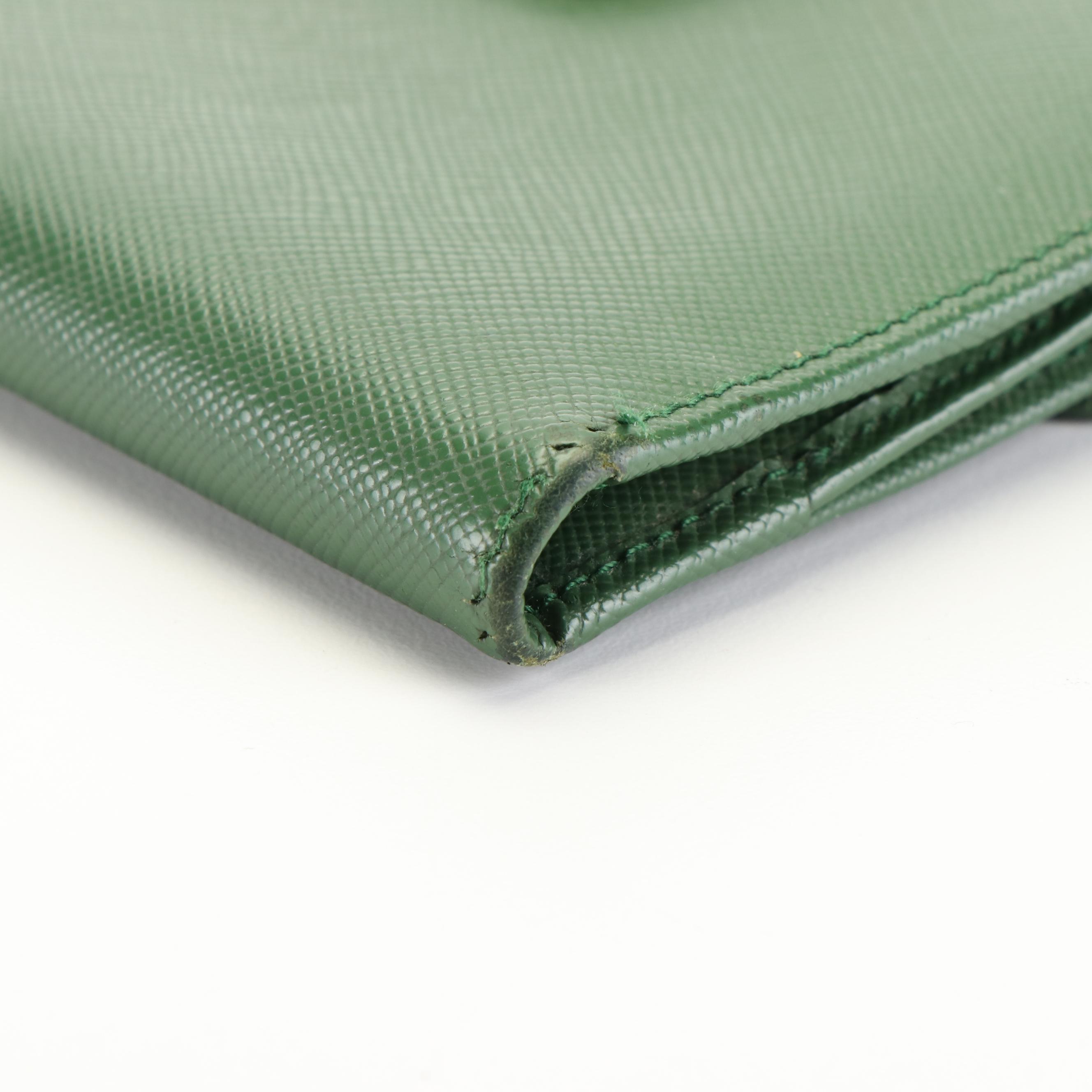 Prada Bifold Wallet in Green Saffiano Leather