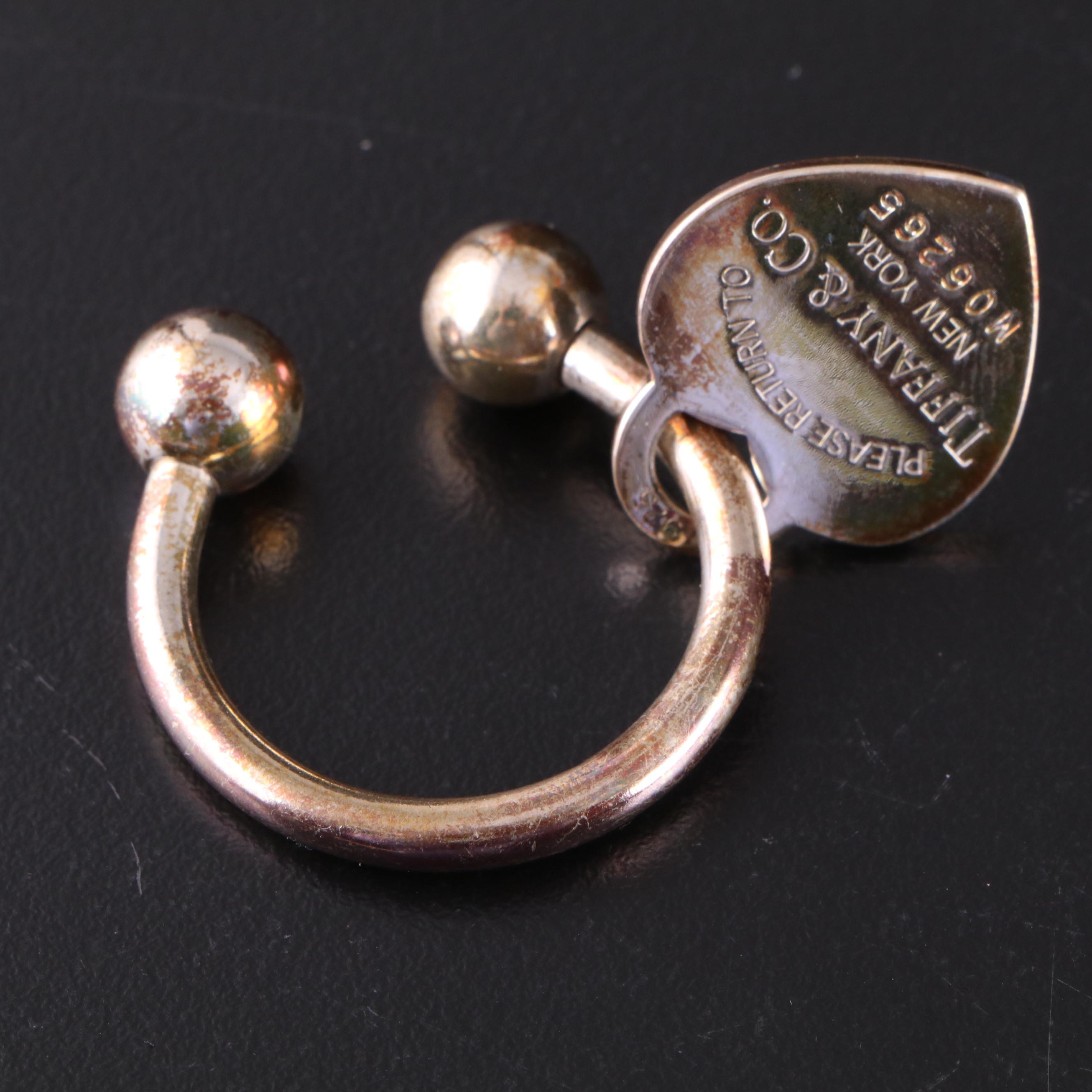Tiffany & Co. Sterling Silver Heart Dangle Key Ring with Box