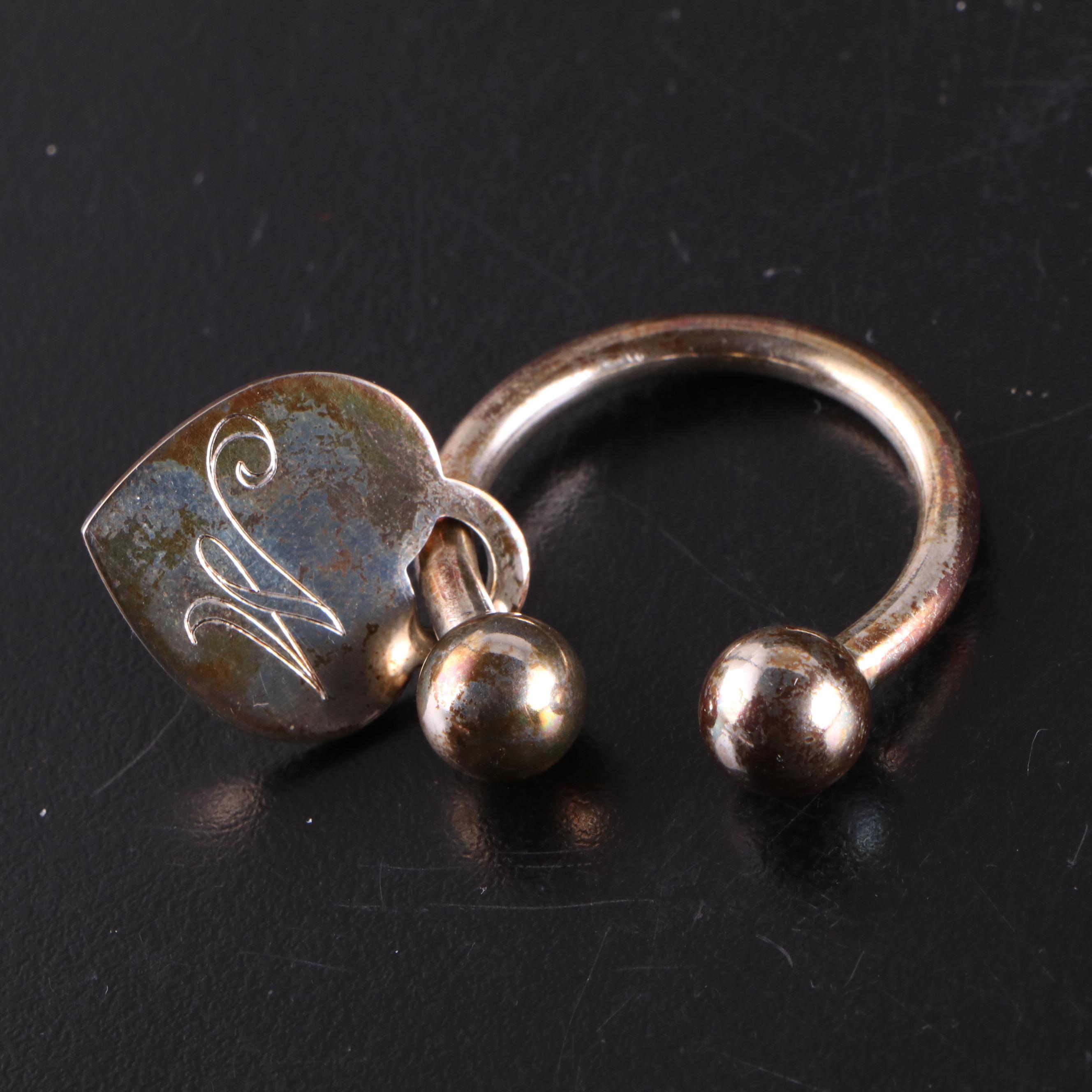 Tiffany & Co. Sterling Silver Heart Dangle Key Ring with Box