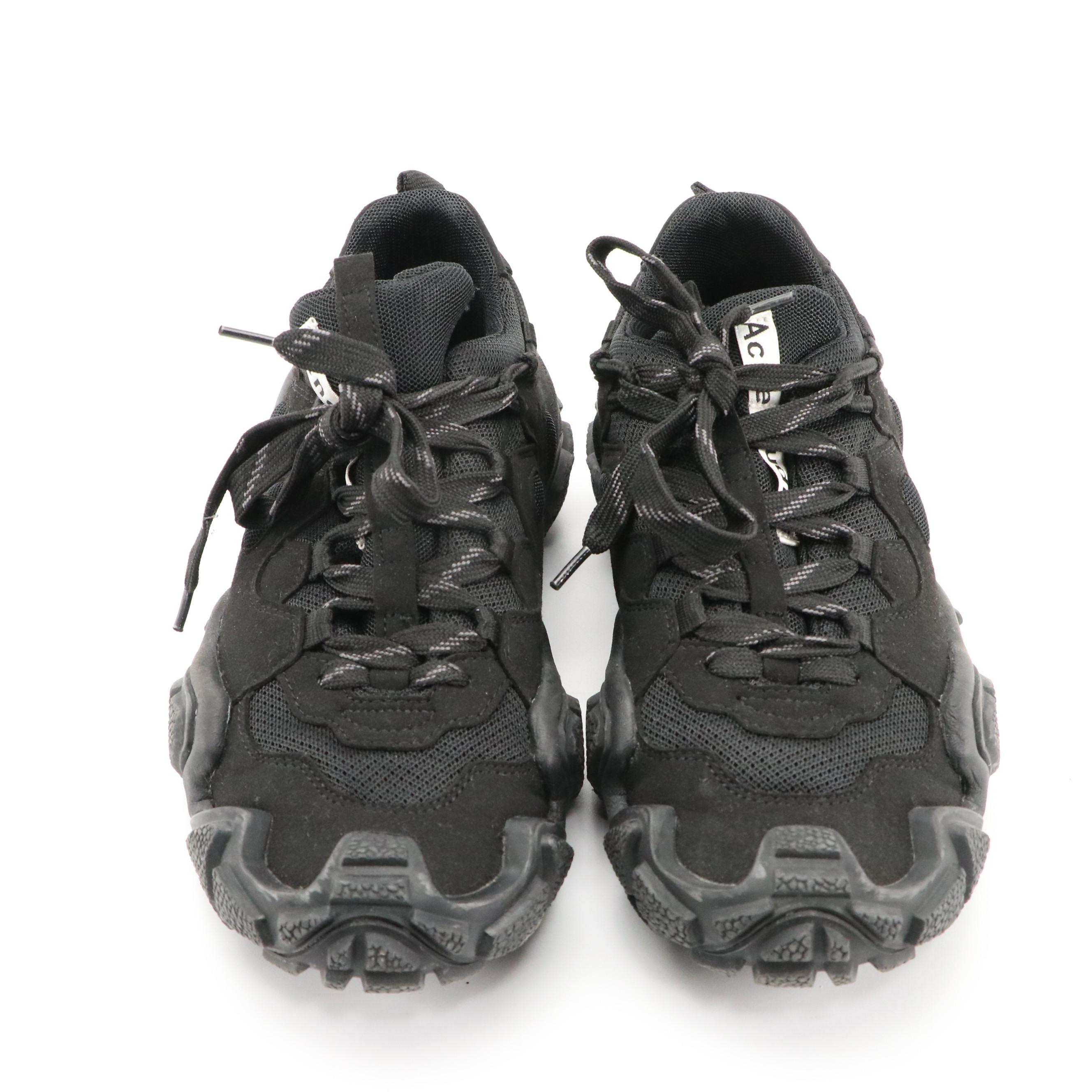 Acne Studios Black Boltzer Sneakers in Paneled Faux-Suede and Mesh