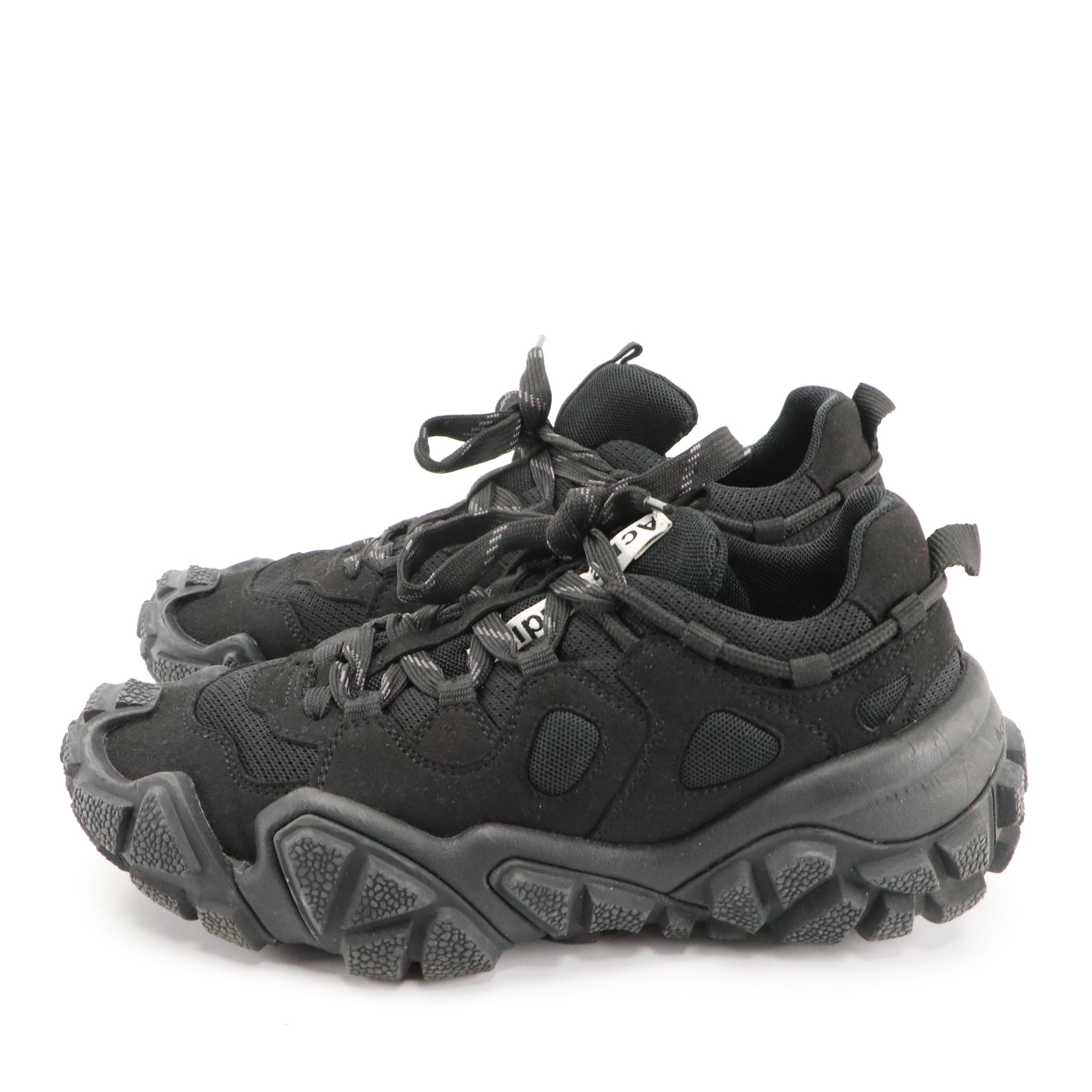 Acne Studios Black Boltzer Sneakers in Paneled Faux-Suede and Mesh