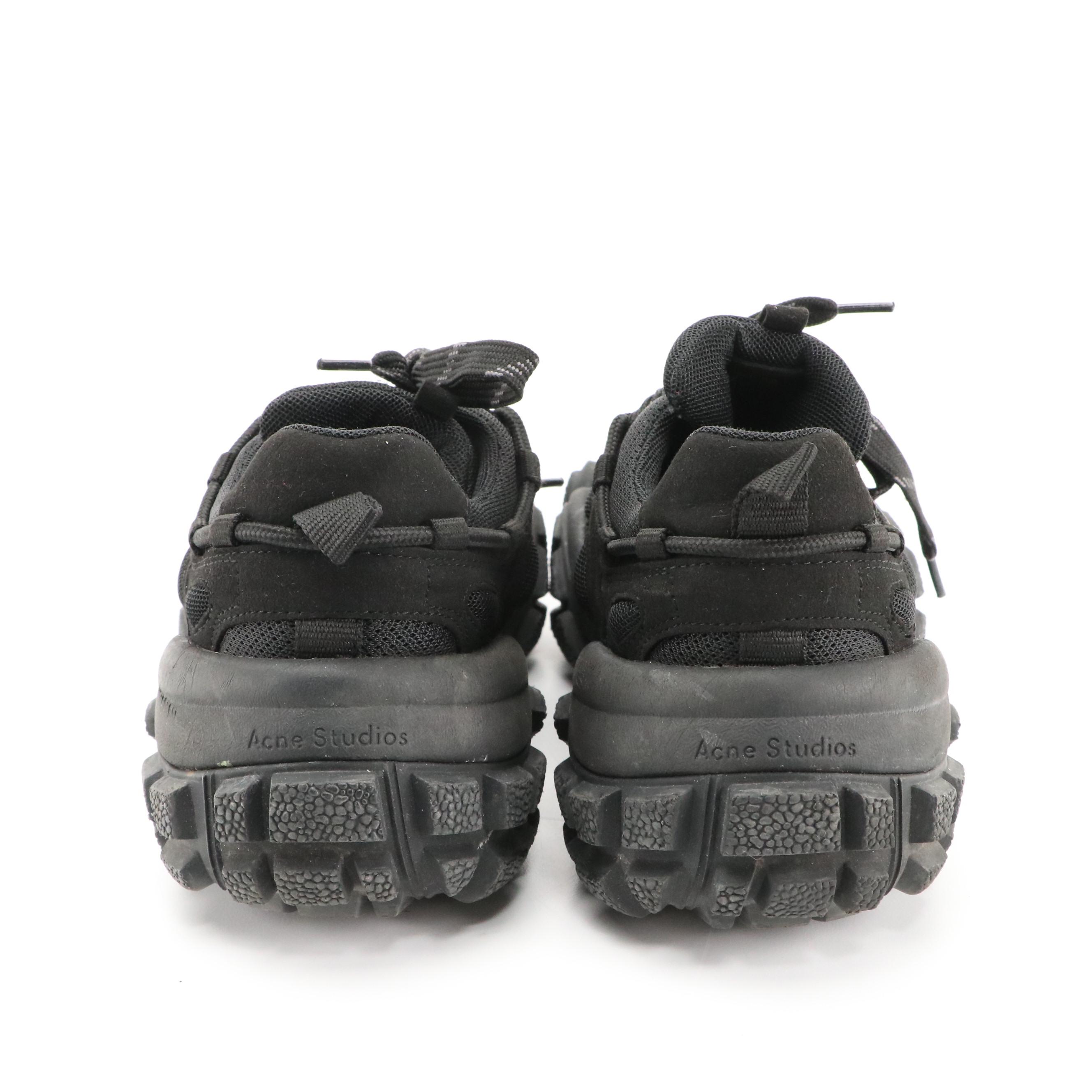 Acne Studios Black Boltzer Sneakers in Paneled Faux-Suede and Mesh