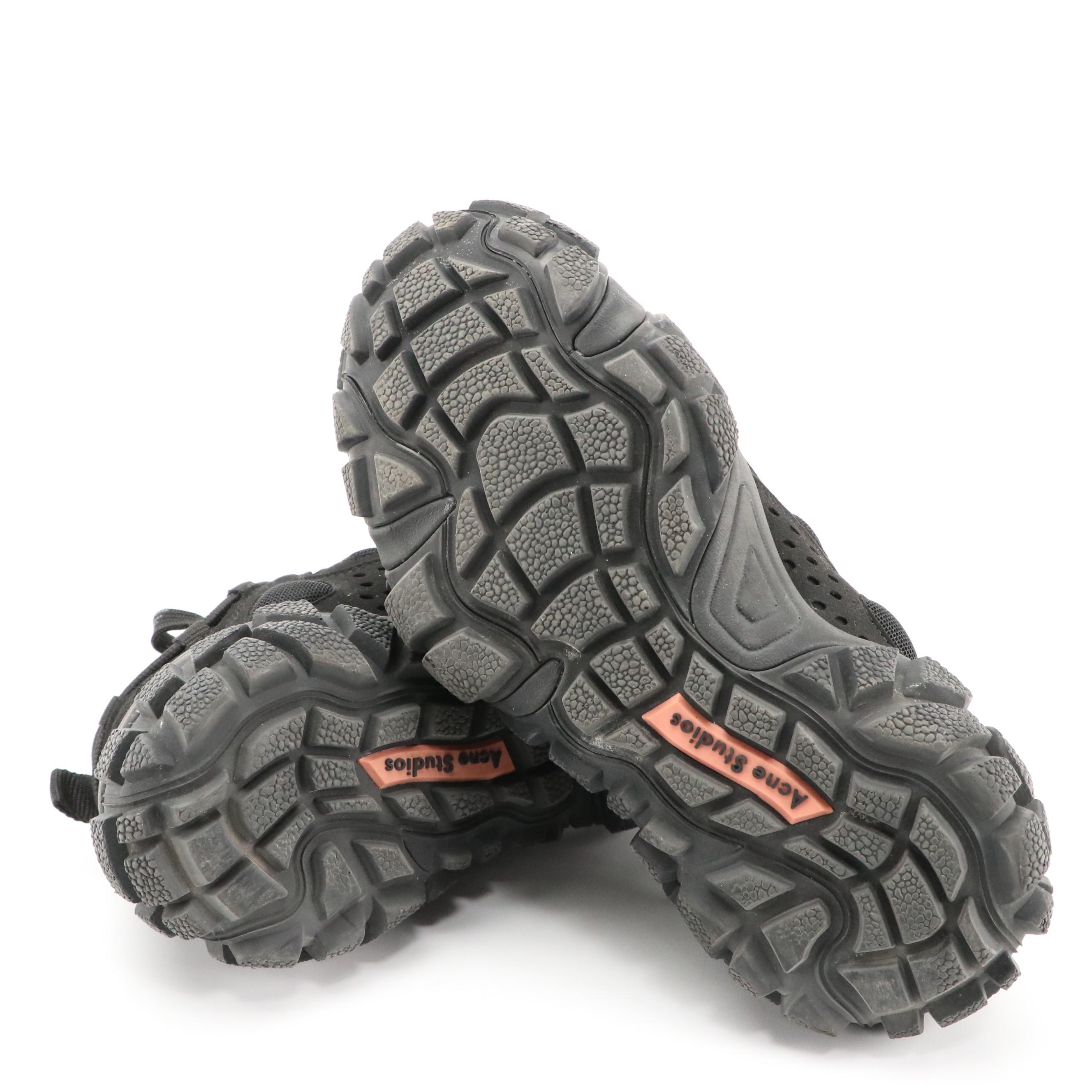 Acne Studios Black Boltzer Sneakers in Paneled Faux-Suede and Mesh