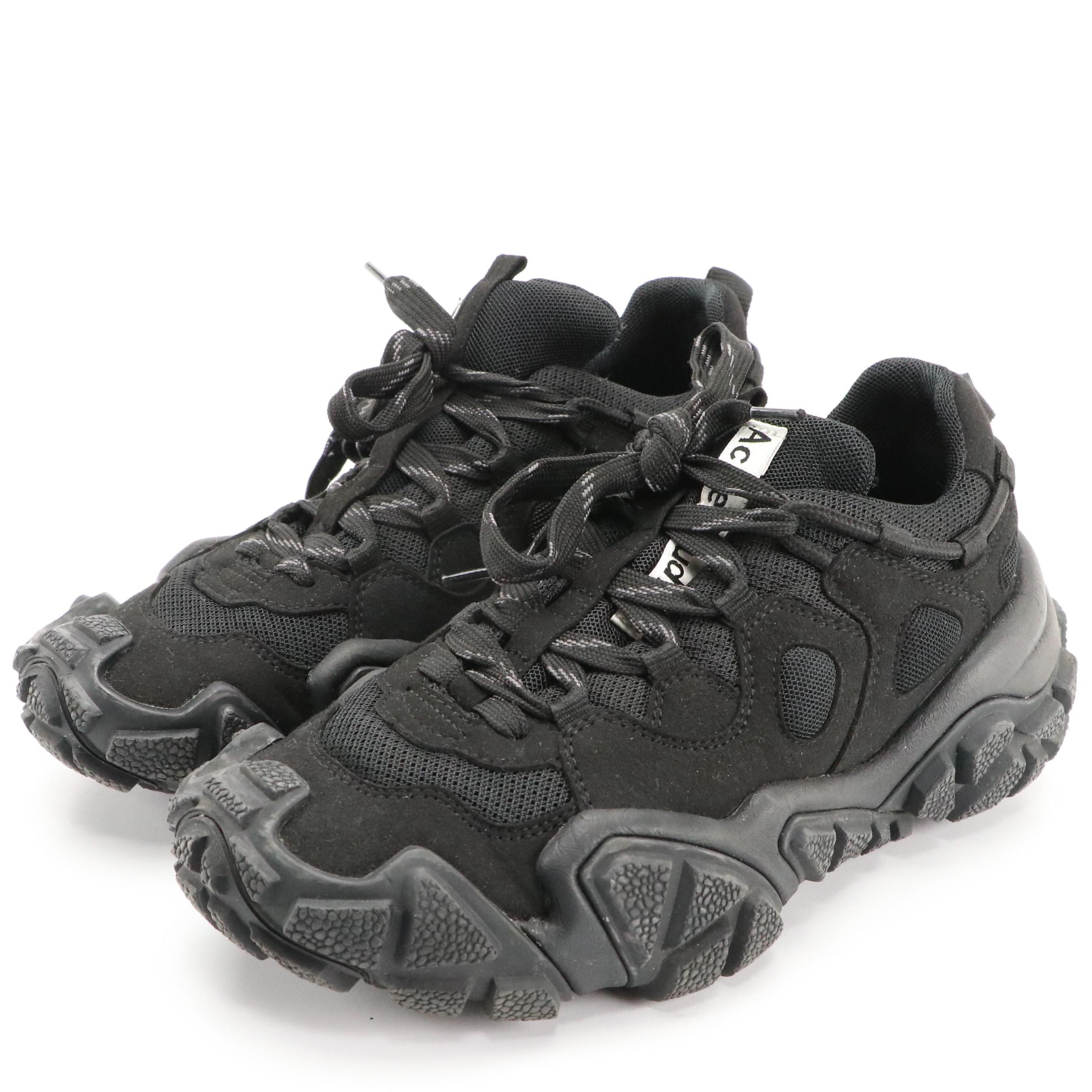 Acne Studios Black Boltzer Sneakers in Paneled Faux-Suede and Mesh