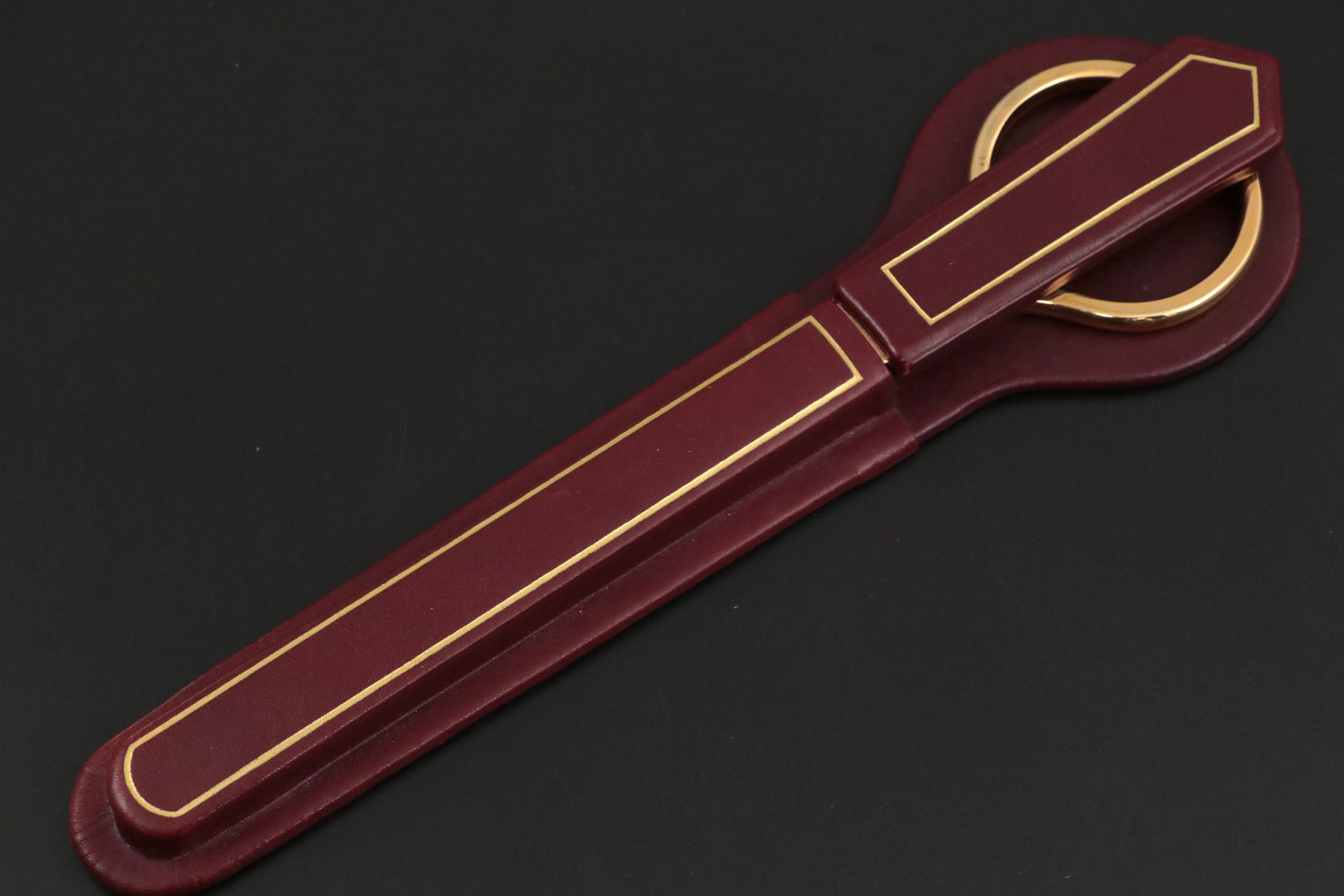 Lerche Brass and Leather Scissor and Letter Opener Set with Other Letter Openers