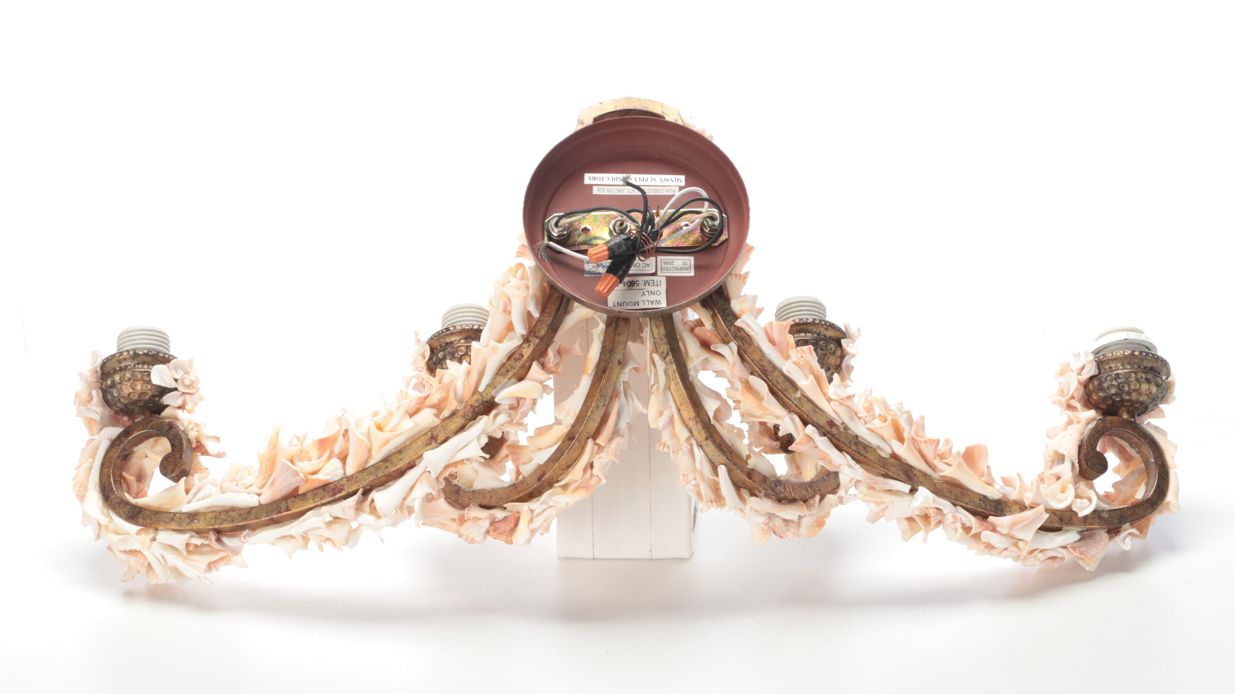Seashell Encrusted Four-Arm Wall Sconce, 21st Century