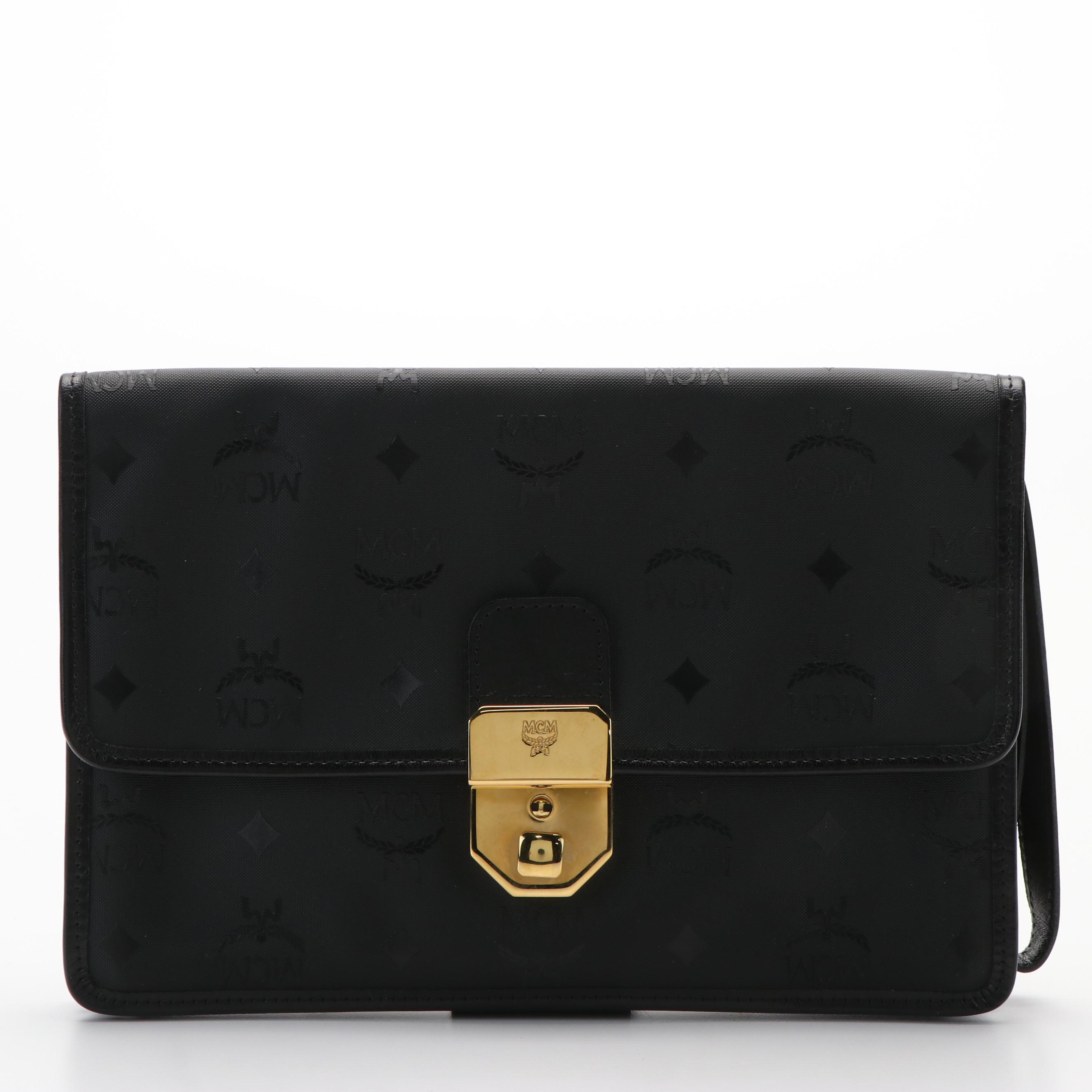 MCM Black Visetos Nylon Clutch