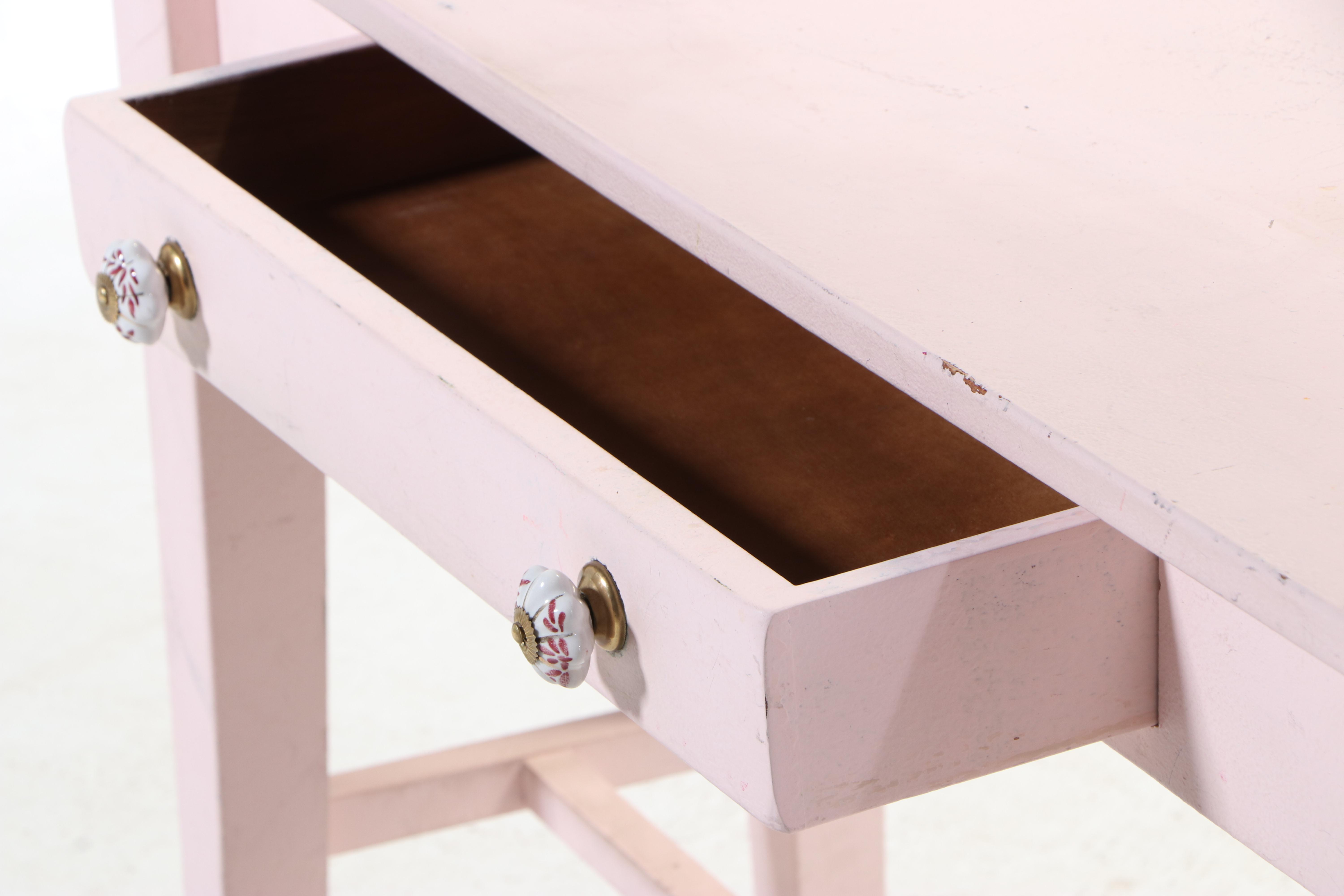 World Market Pink-Painted Console Table