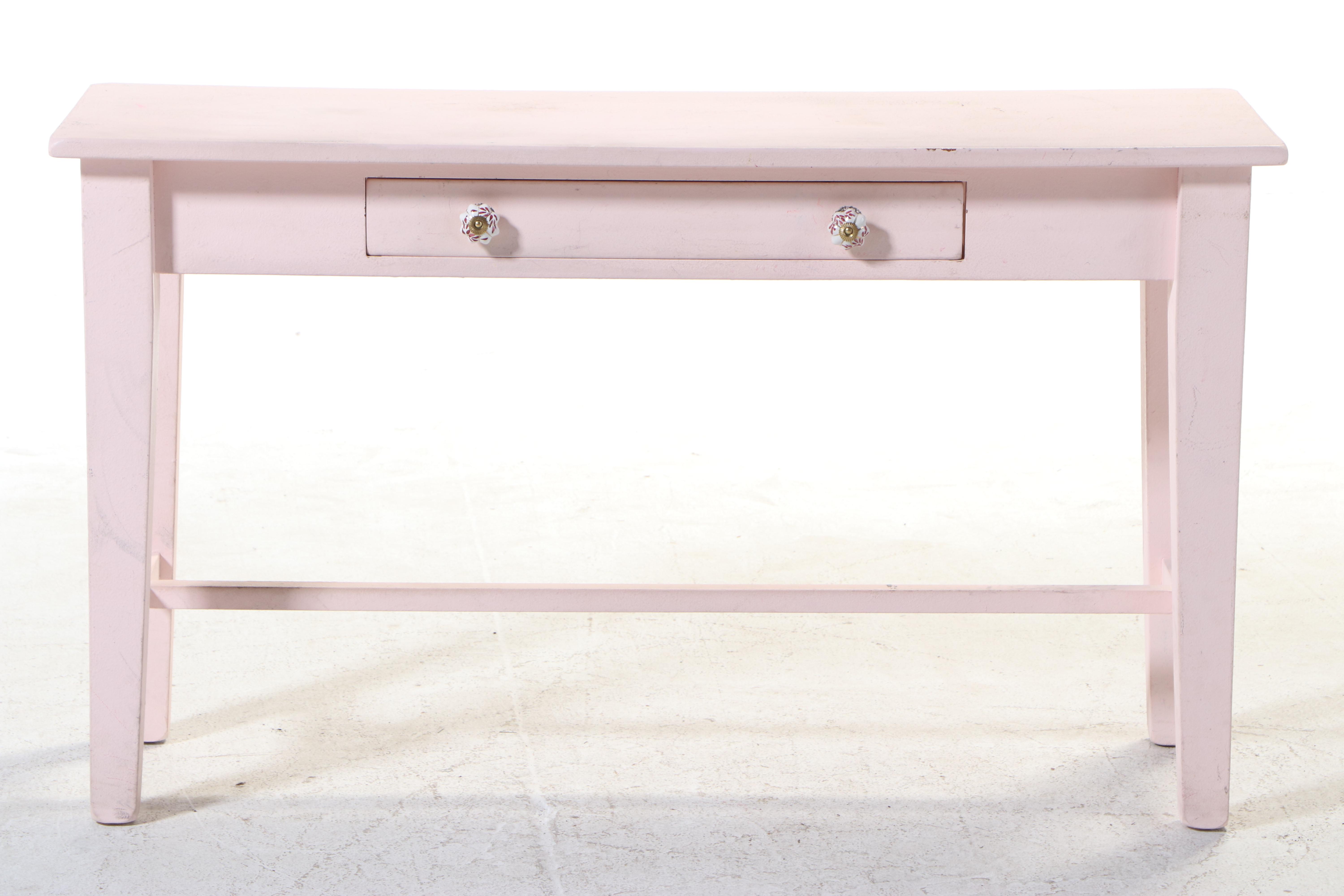 World Market Pink-Painted Console Table