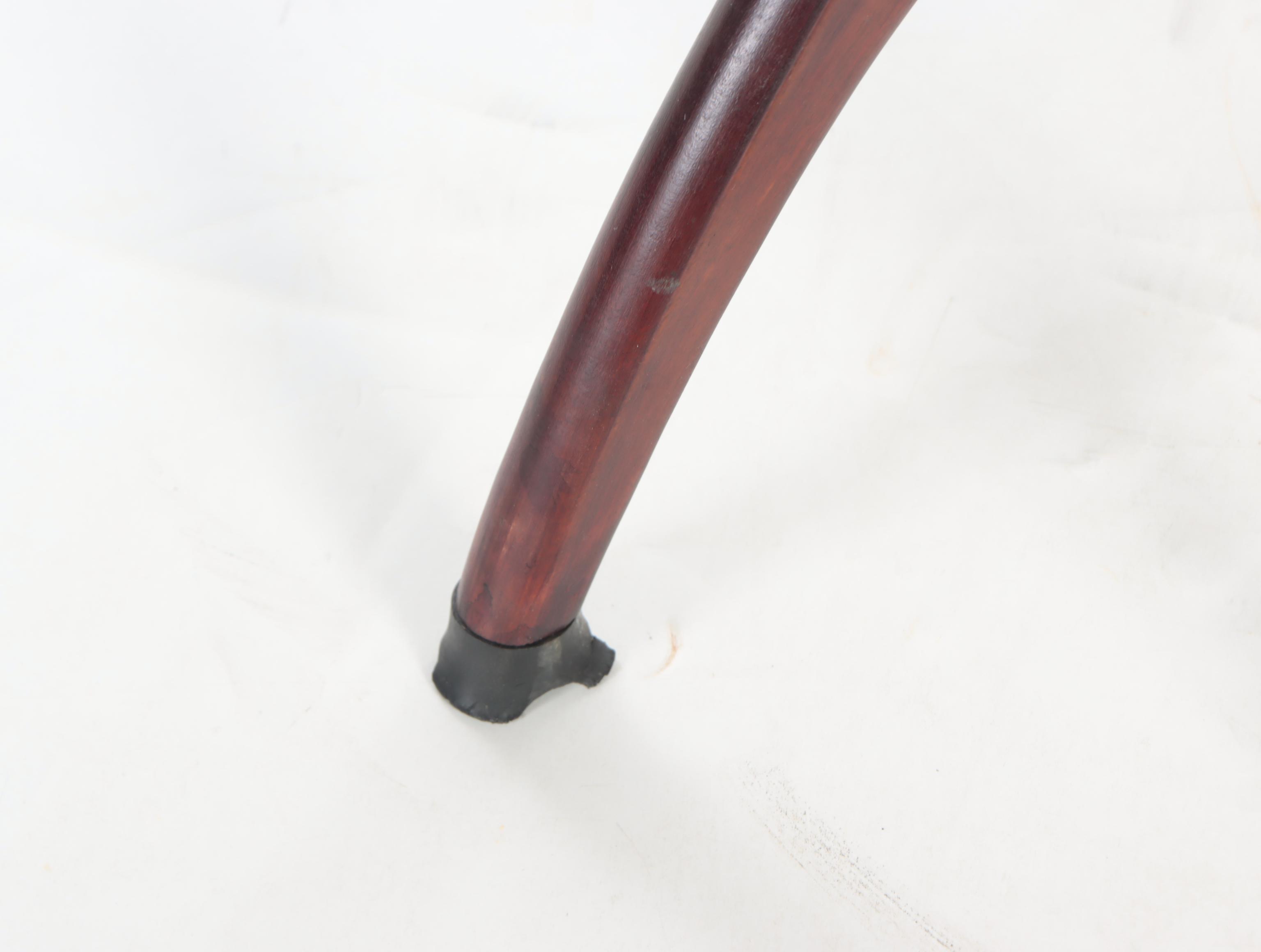 Chinese Engraved Brass Tray with Folding Mid Century Modern Wooden Base