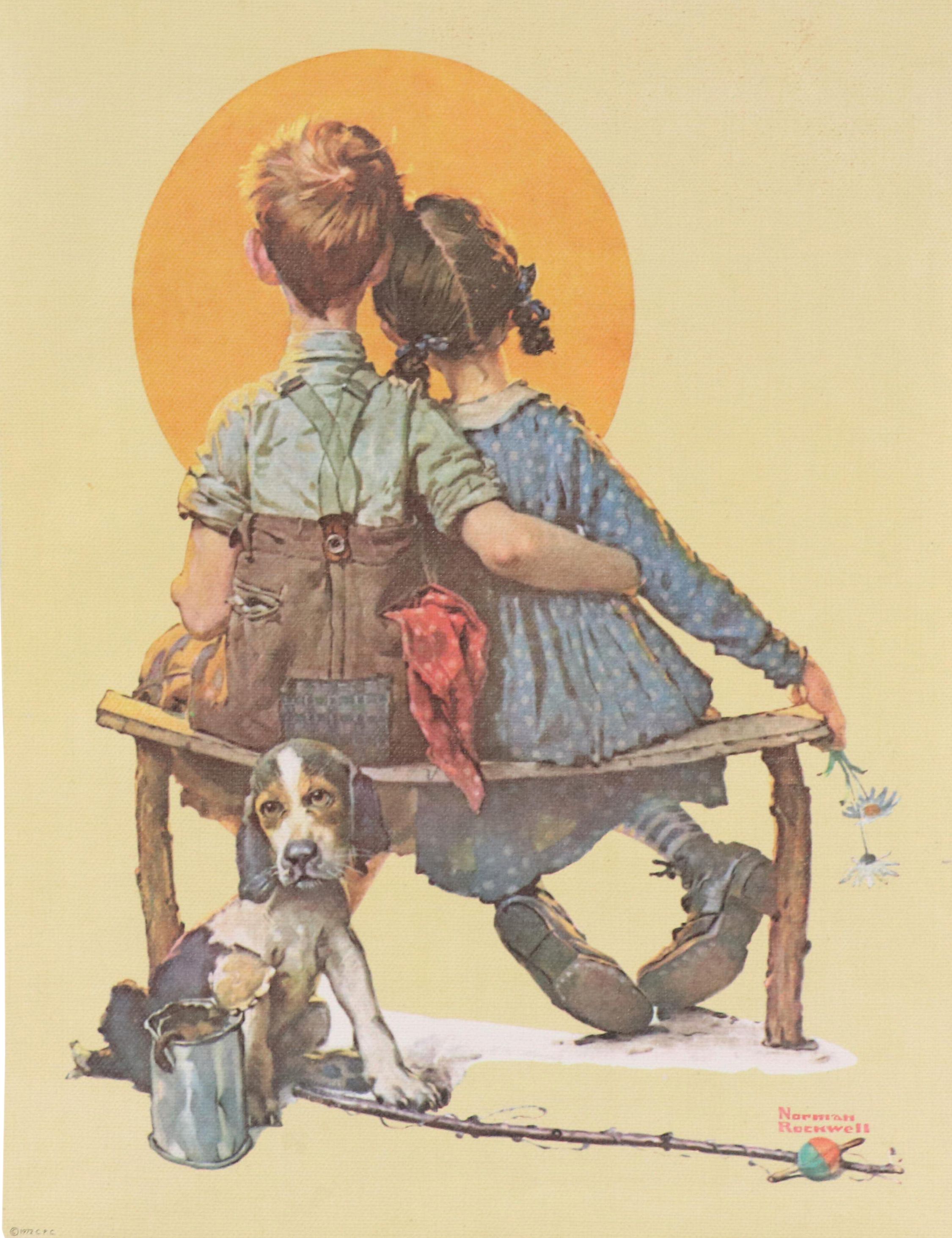 Offset Lithograph After Norman Rockwell "First Love"