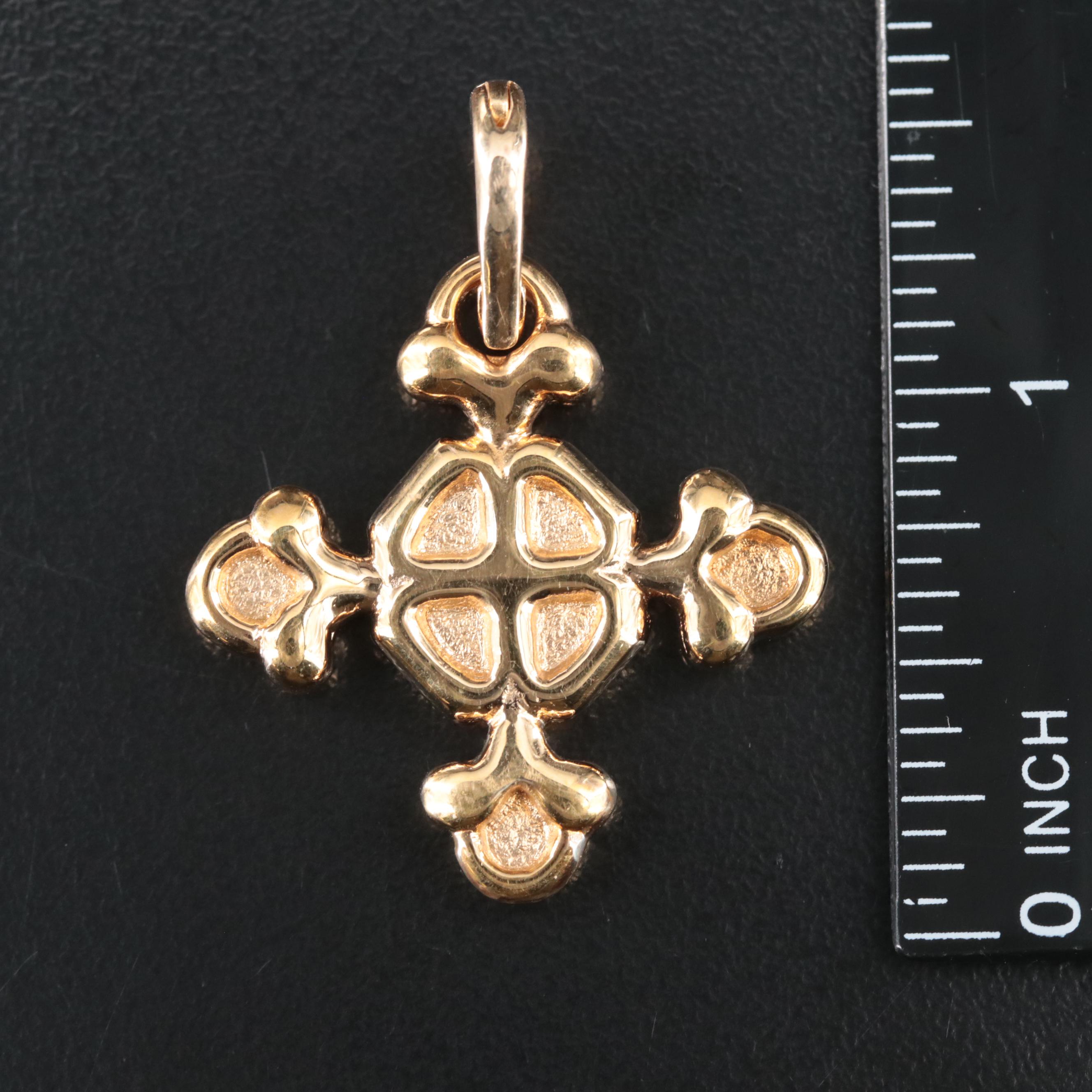 Italian 14K Cross Enhancer Pendant