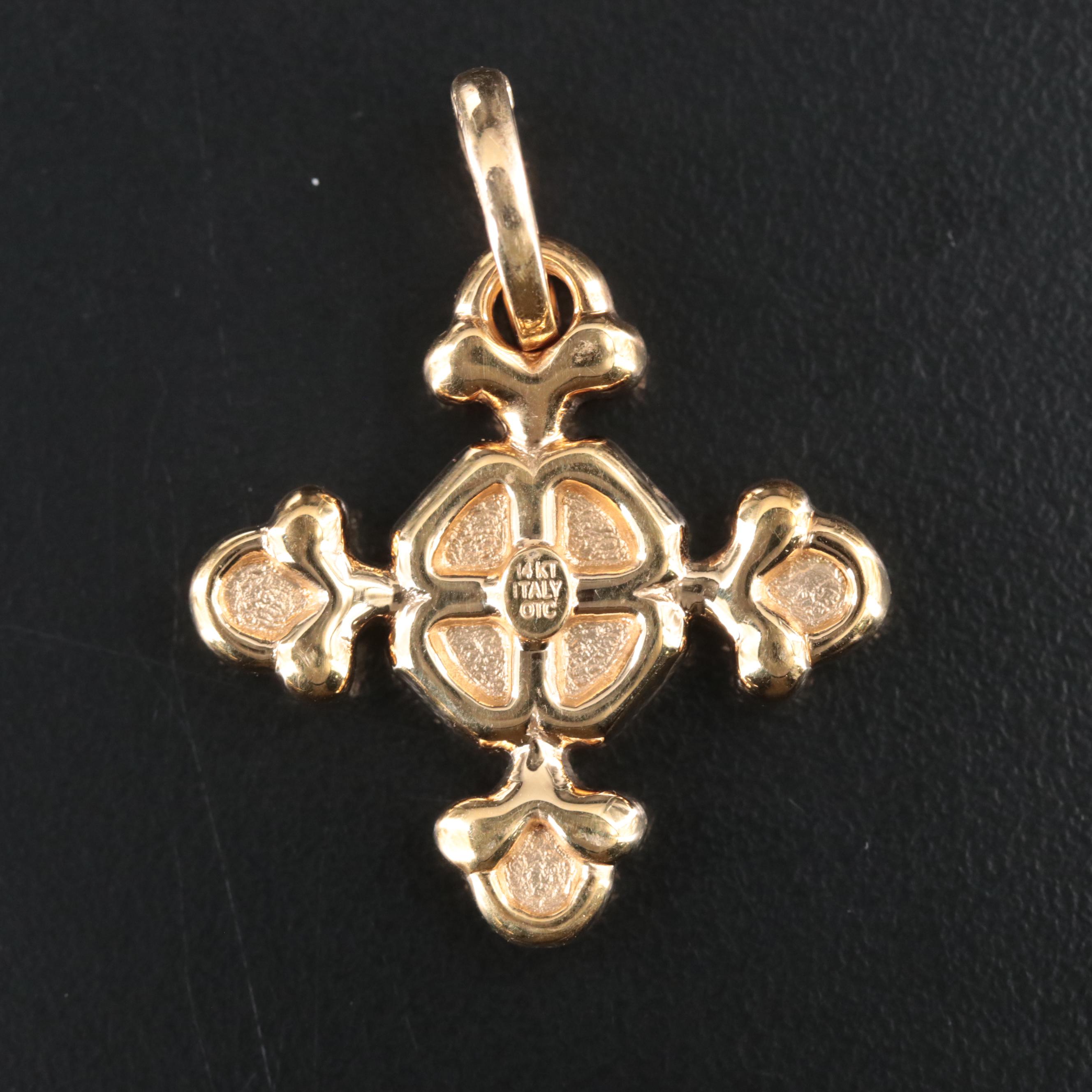 Italian 14K Cross Enhancer Pendant