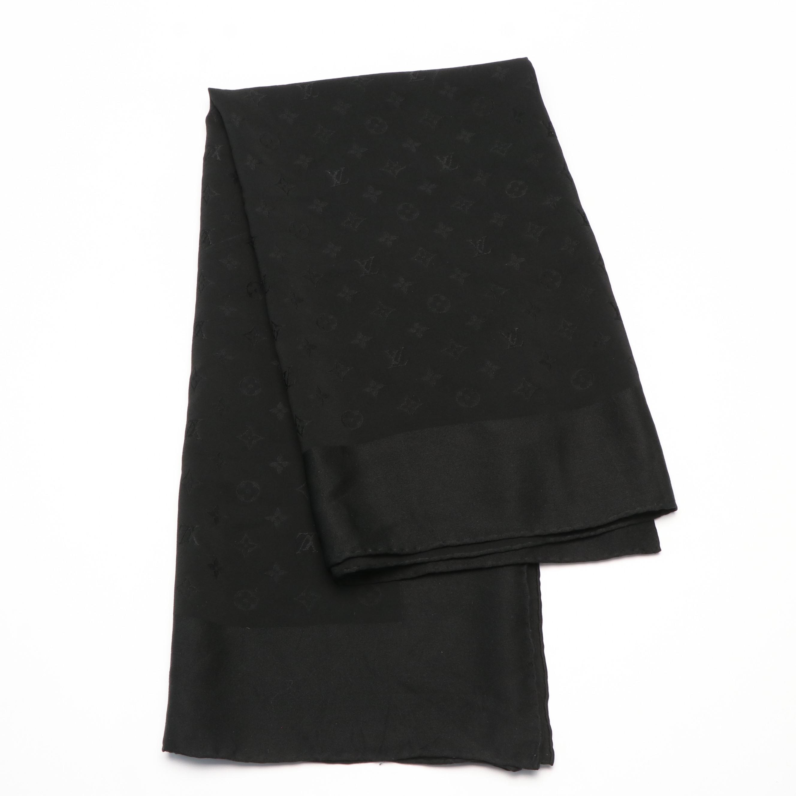 Louis Vuitton Monogram Scarf in Black Silk