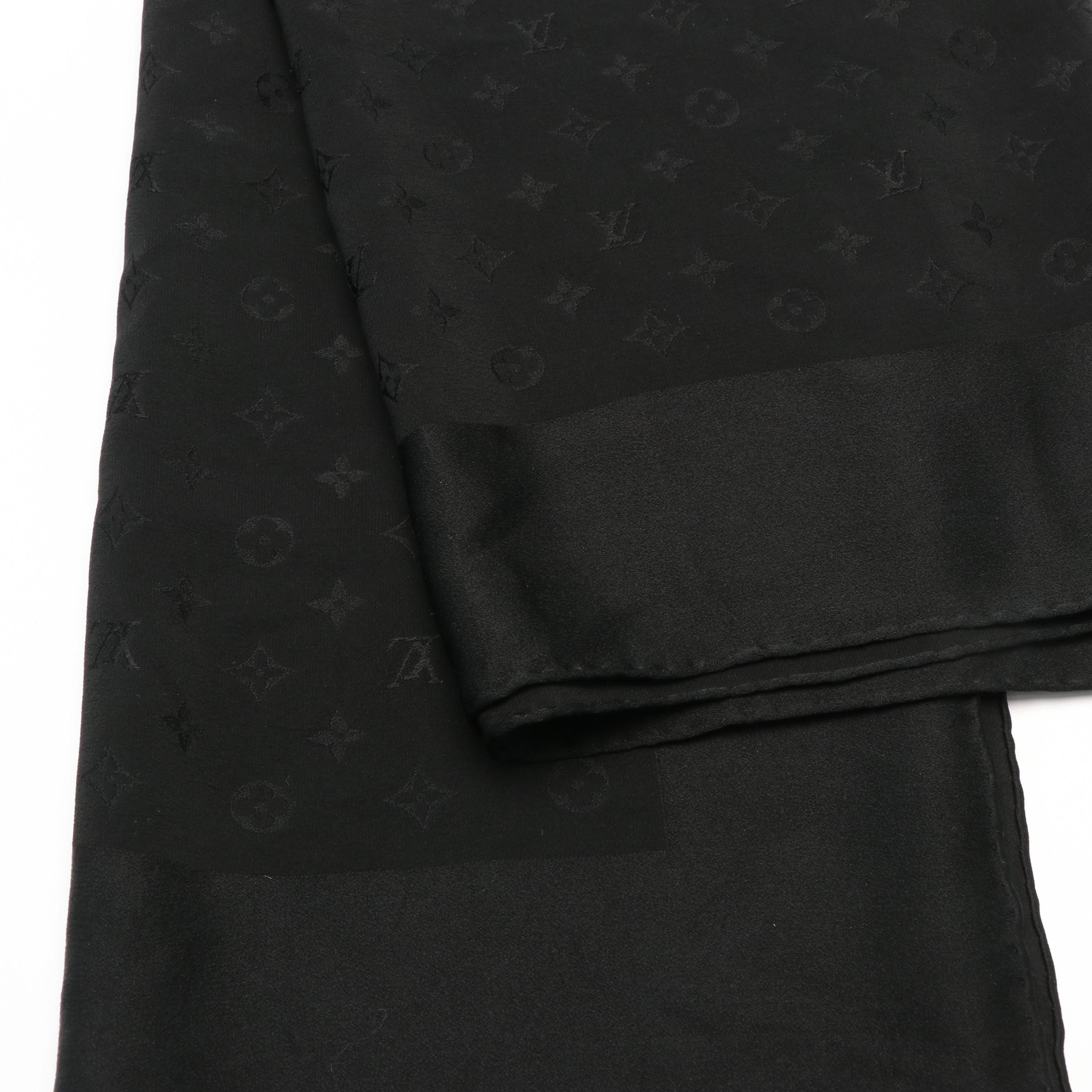 Louis Vuitton Monogram Scarf in Black Silk