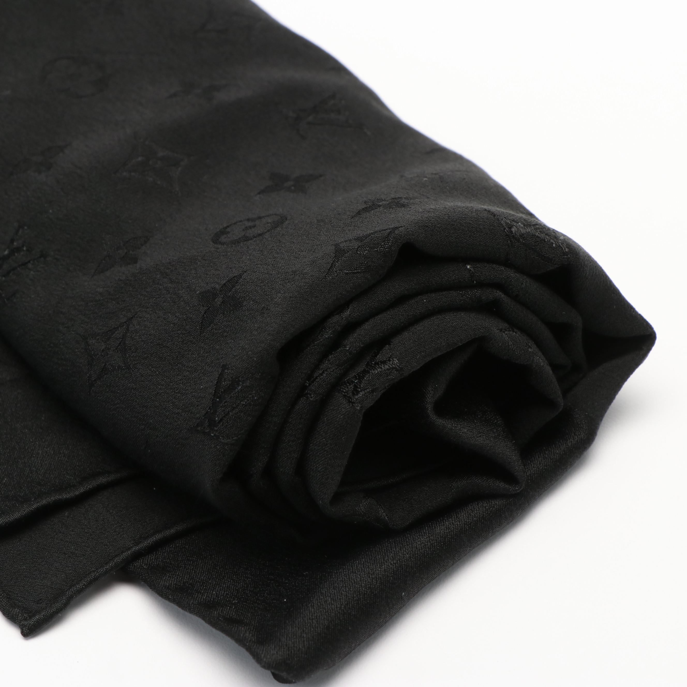 Louis Vuitton Monogram Scarf in Black Silk