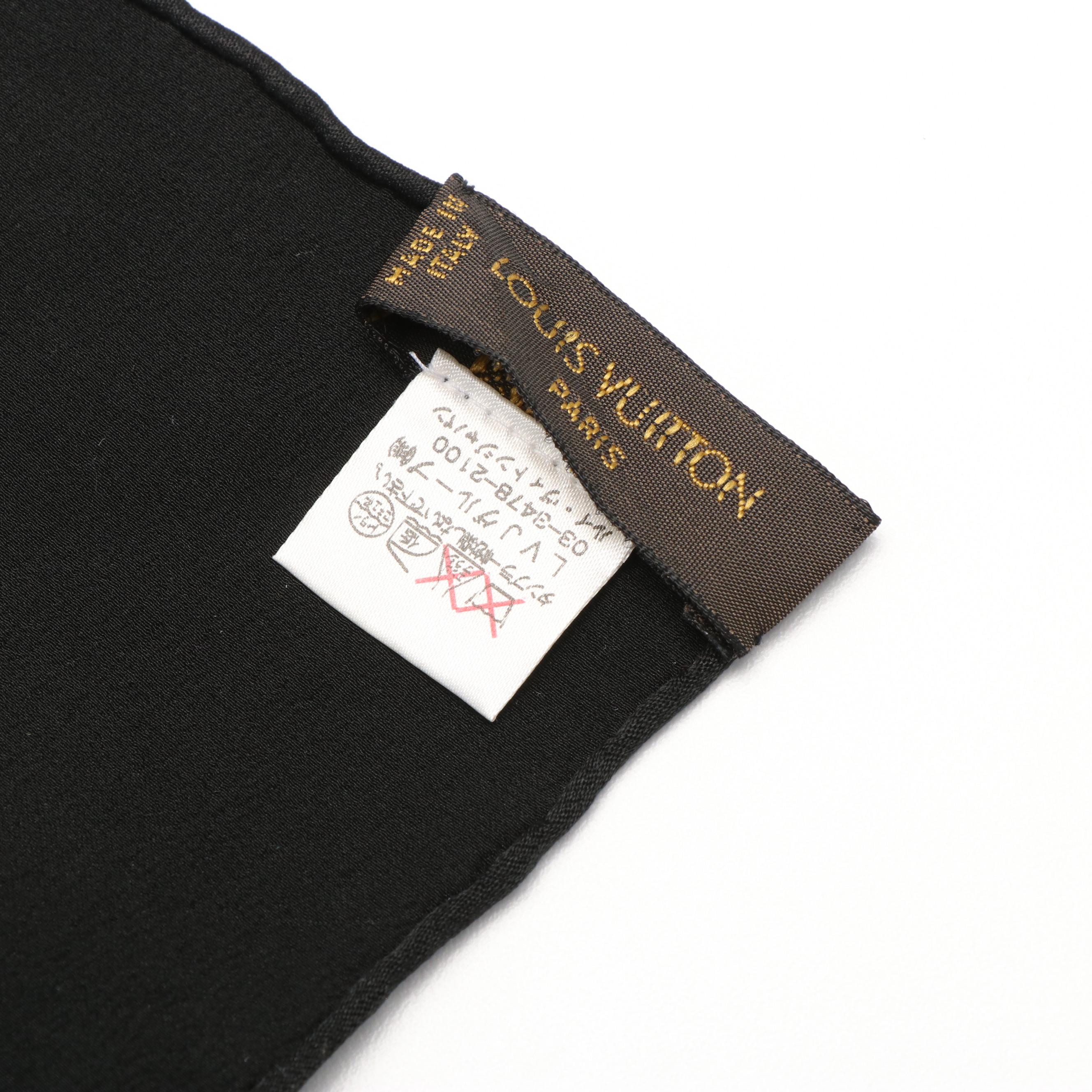 Louis Vuitton Monogram Scarf in Black Silk