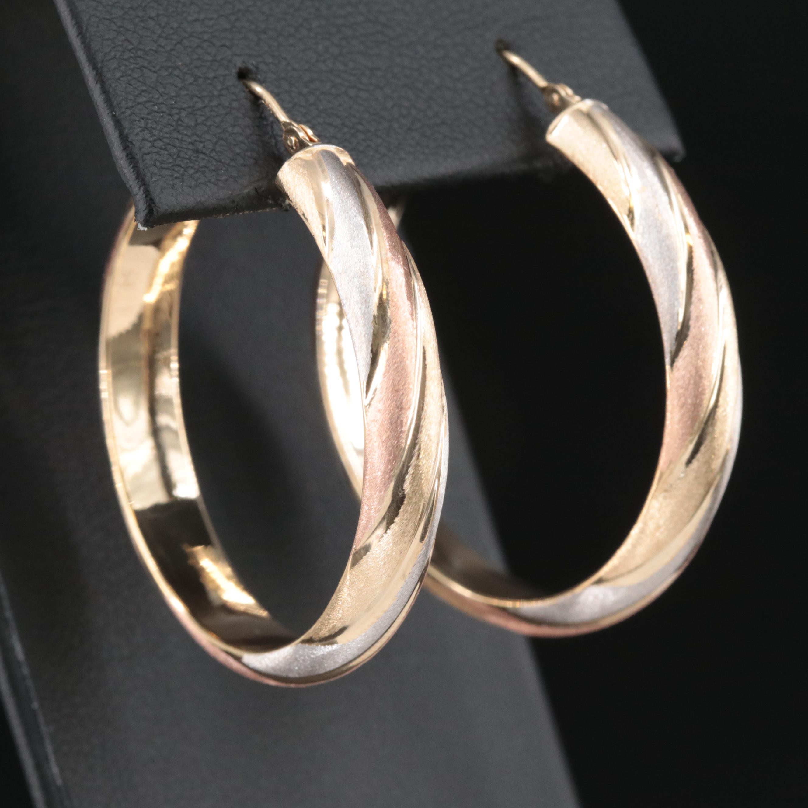 Italian Milor 14K Tri-Color Gold Hoop Earrings