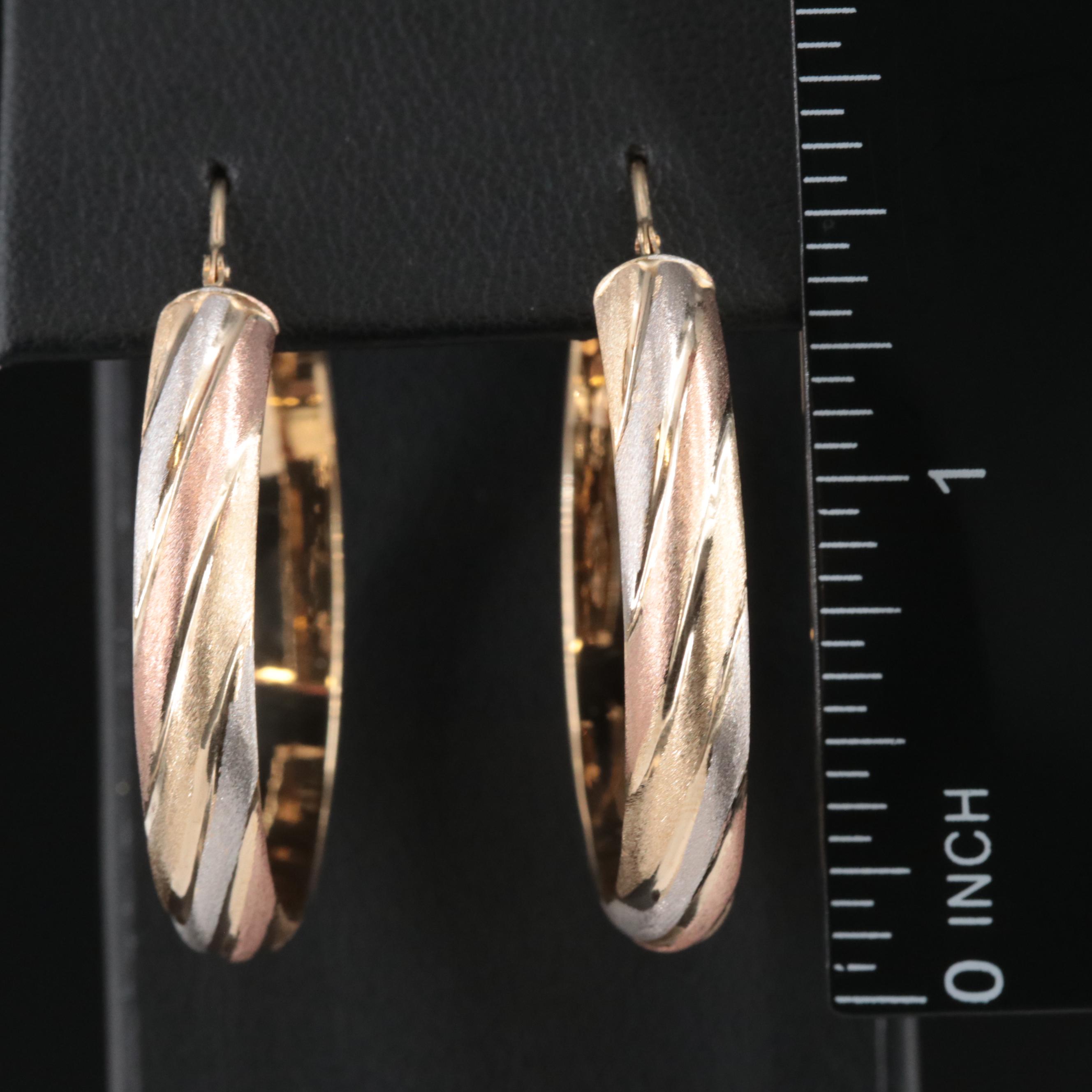 Italian Milor 14K Tri-Color Gold Hoop Earrings