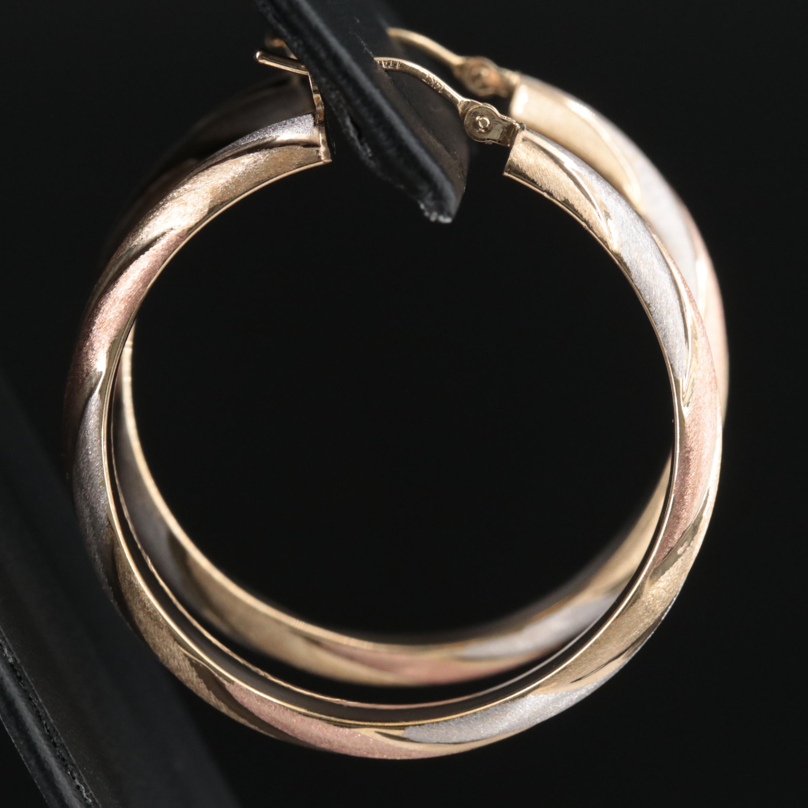 Italian Milor 14K Tri-Color Gold Hoop Earrings