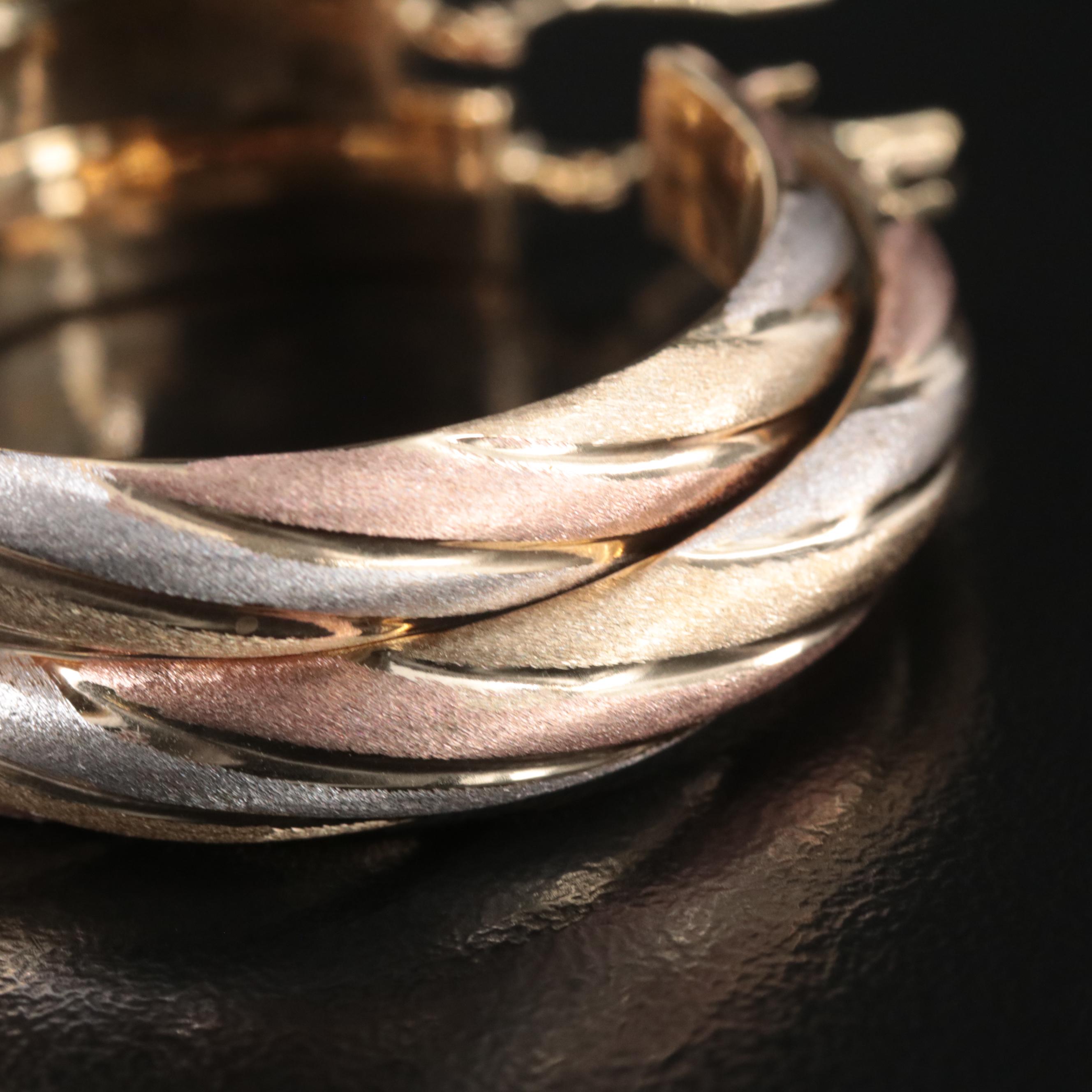 Italian Milor 14K Tri-Color Gold Hoop Earrings