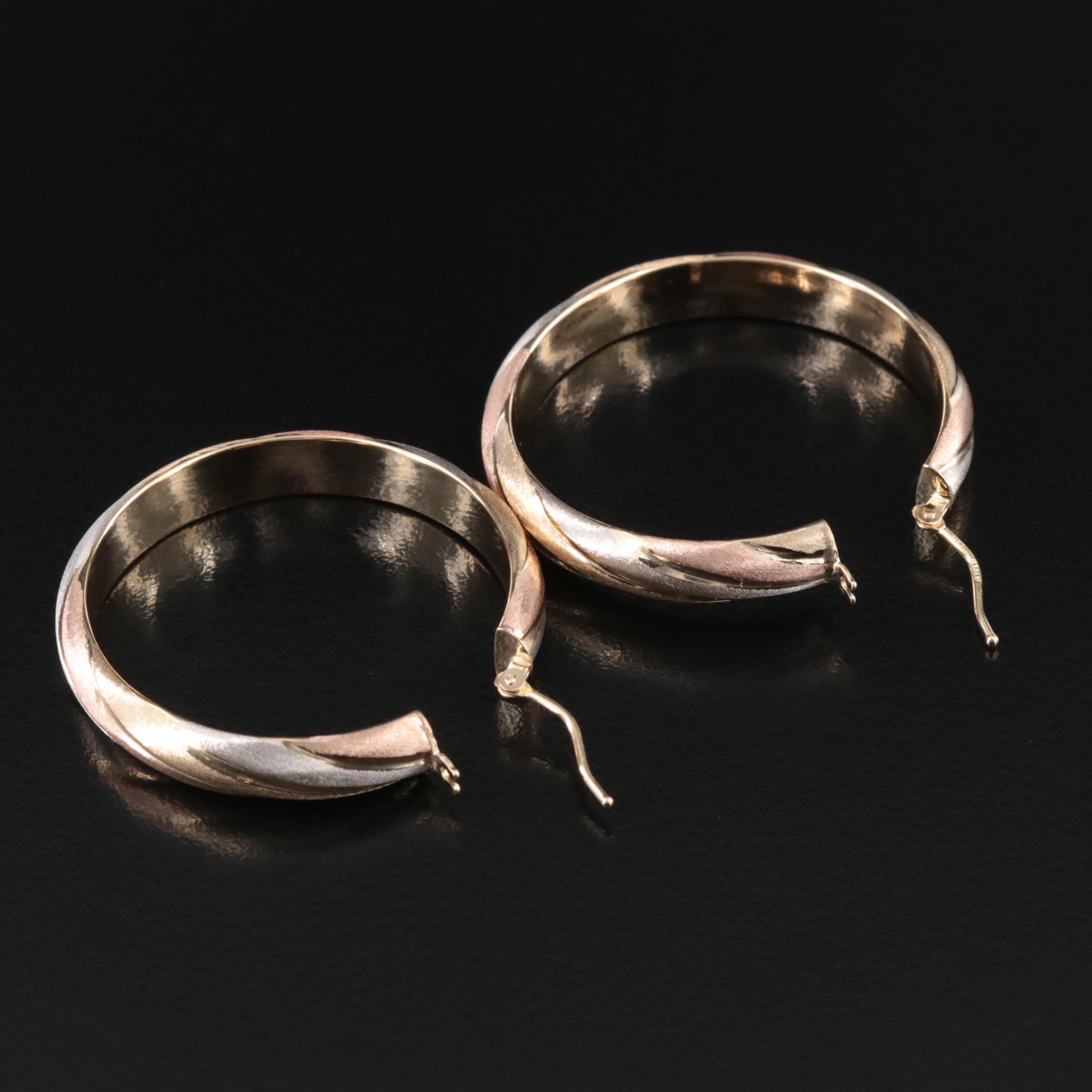 Italian Milor 14K Tri-Color Gold Hoop Earrings