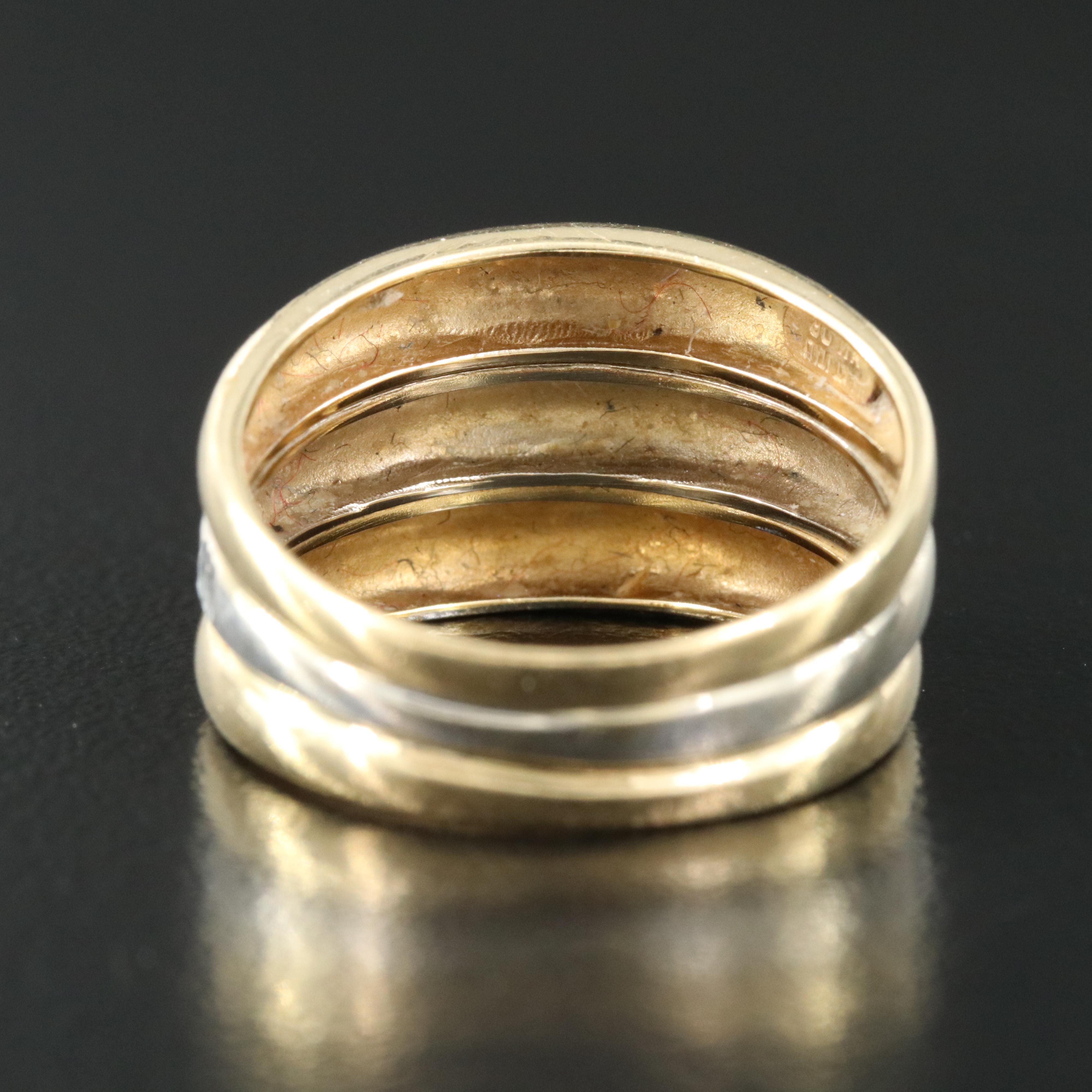 Italian Milor 14K Two-Tone Fluted Ring with Diamond Cut Accent