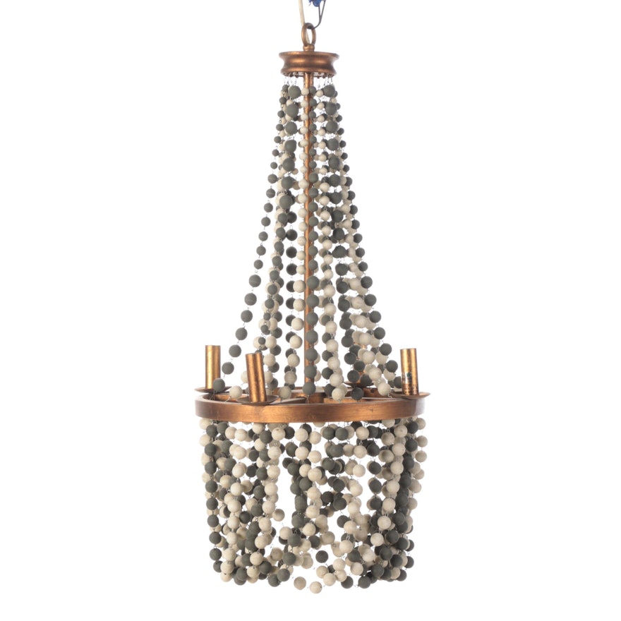 Gabby Home Grey and Ivory Beaded Empire Style Chandelier