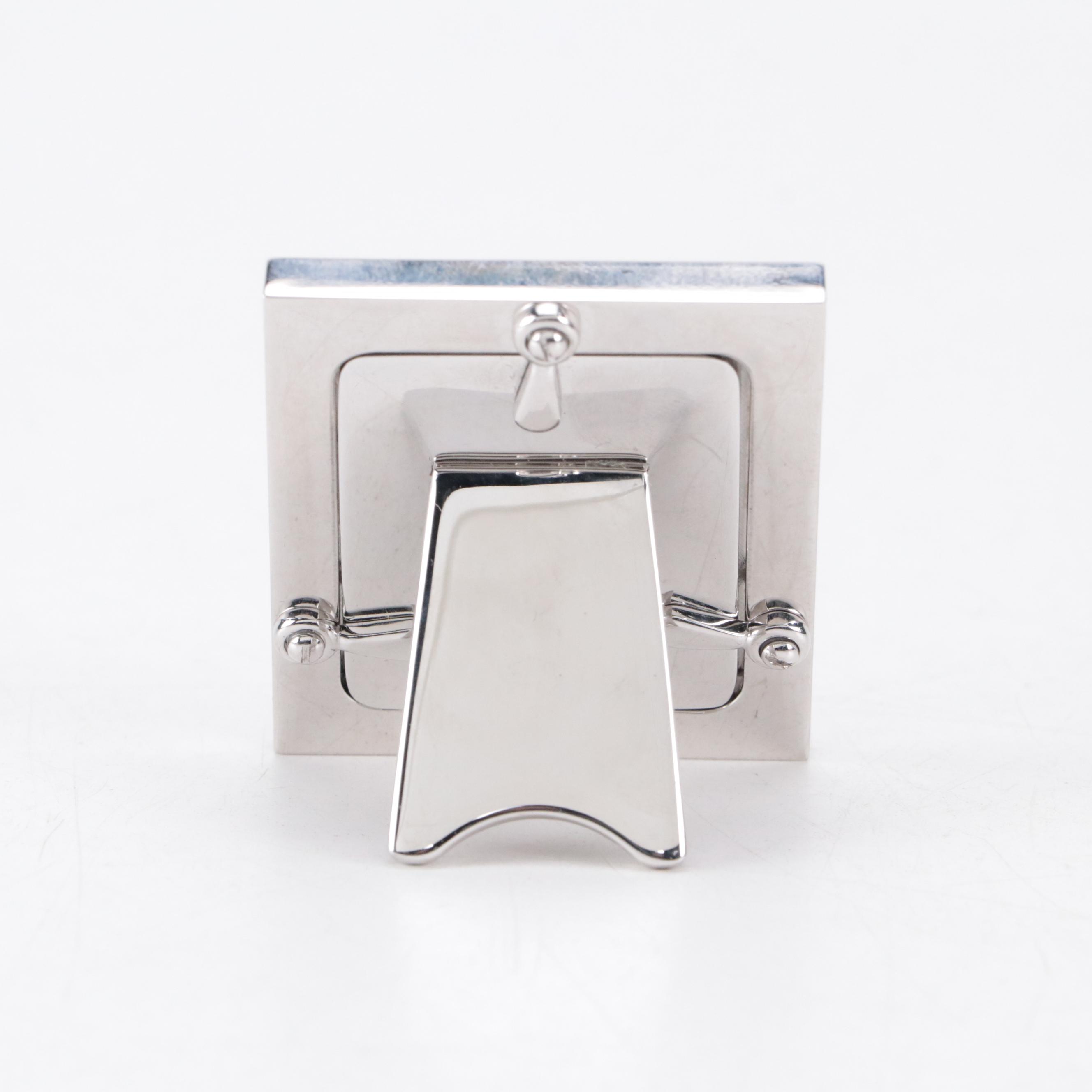 Halcyon Days Rhinestone and Metal Frame and Clock Set with Enameled Frame