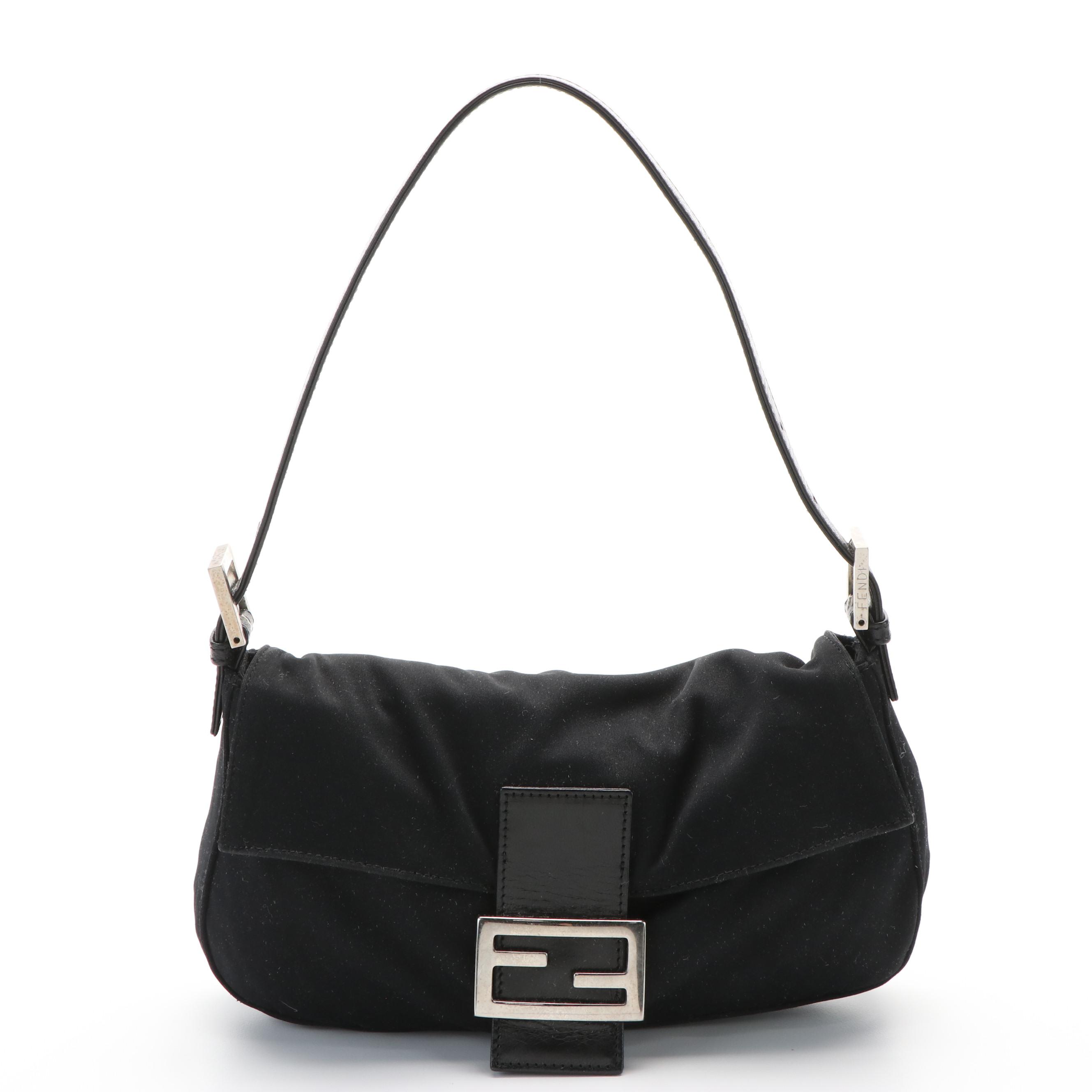 Fendi Baguette Bag in Black Microfiber