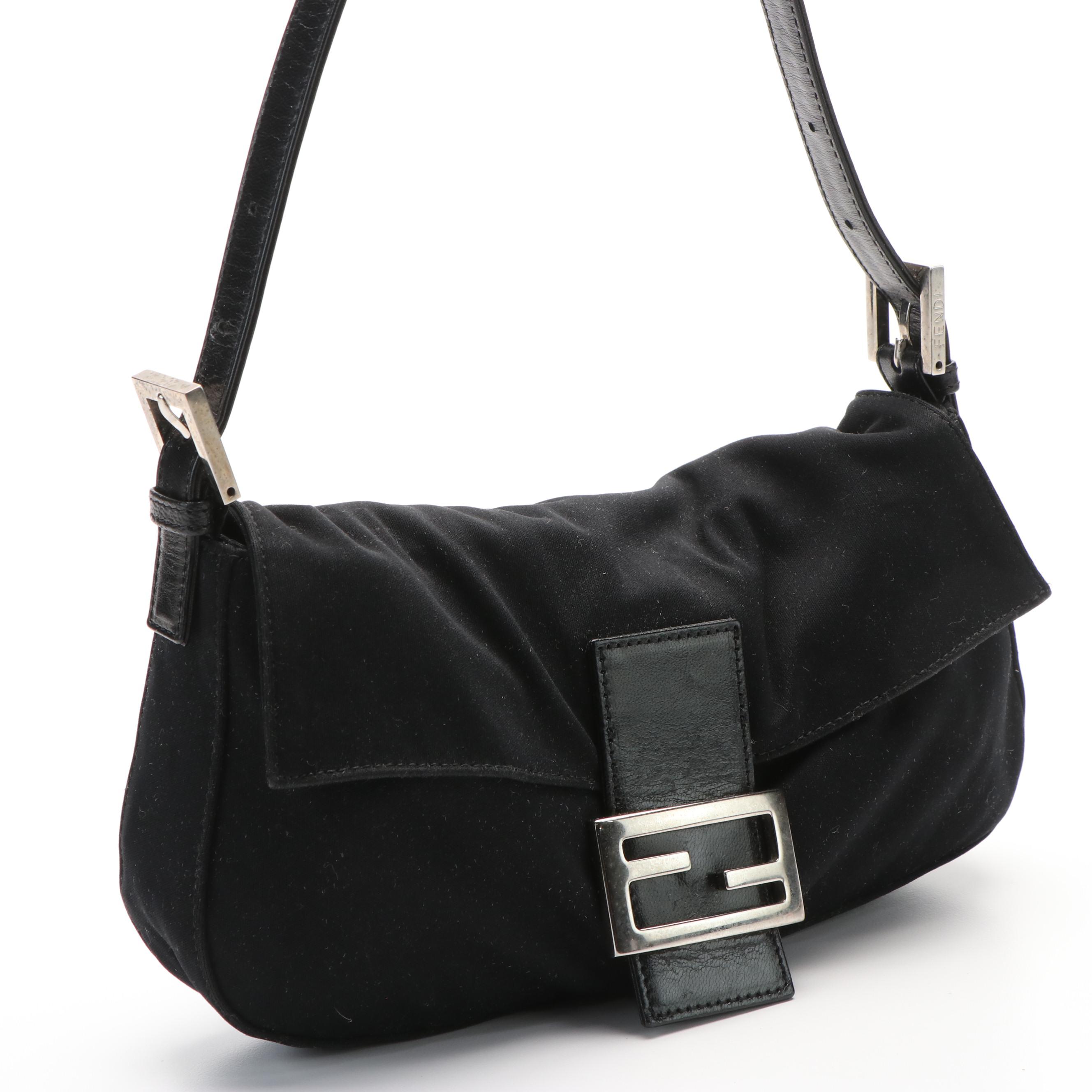 Fendi Baguette Bag in Black Microfiber