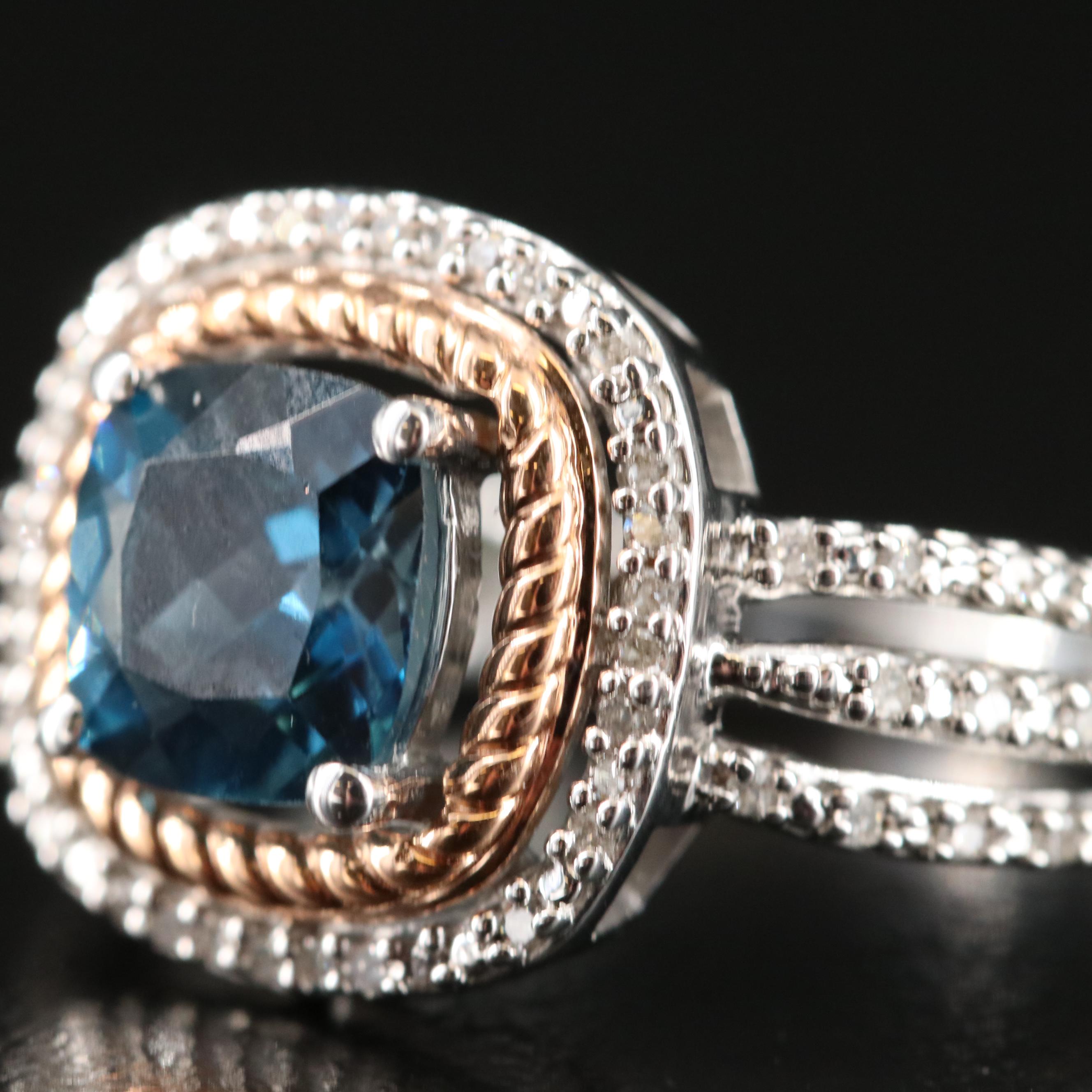 Sterling Topaz and Diamond Ring