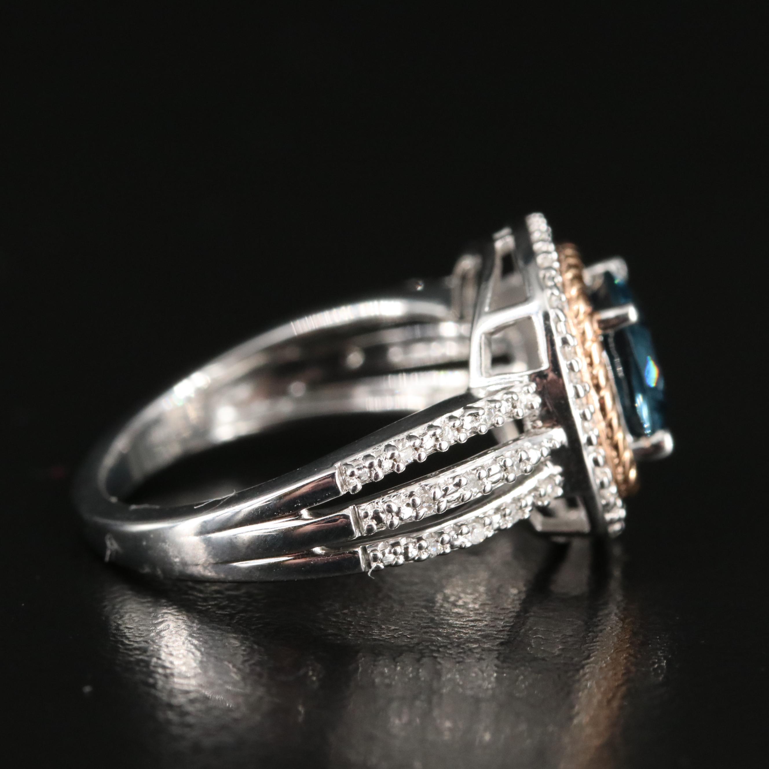 Sterling Topaz and Diamond Ring