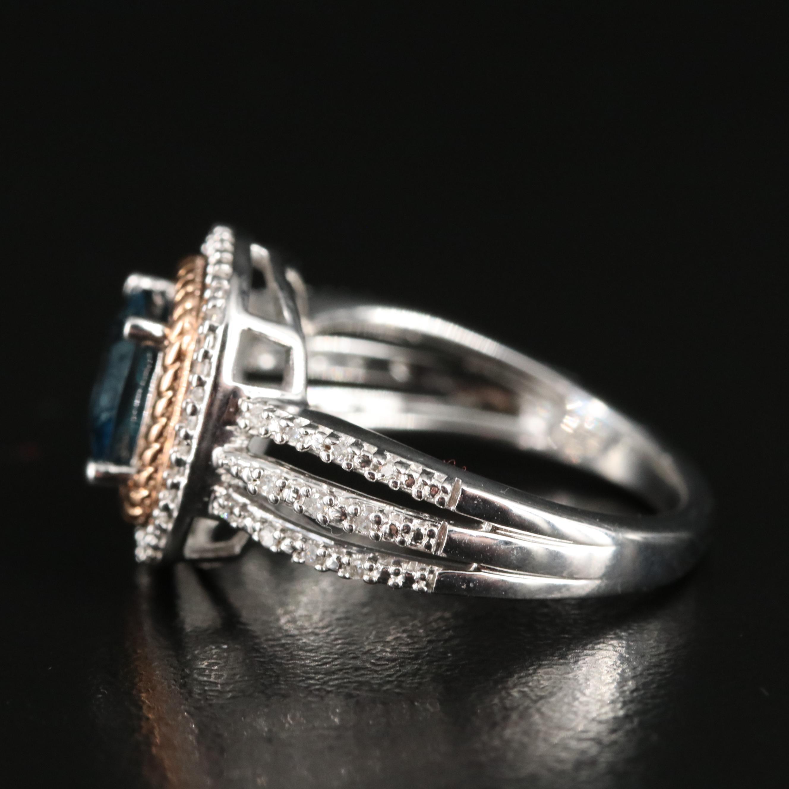 Sterling Topaz and Diamond Ring